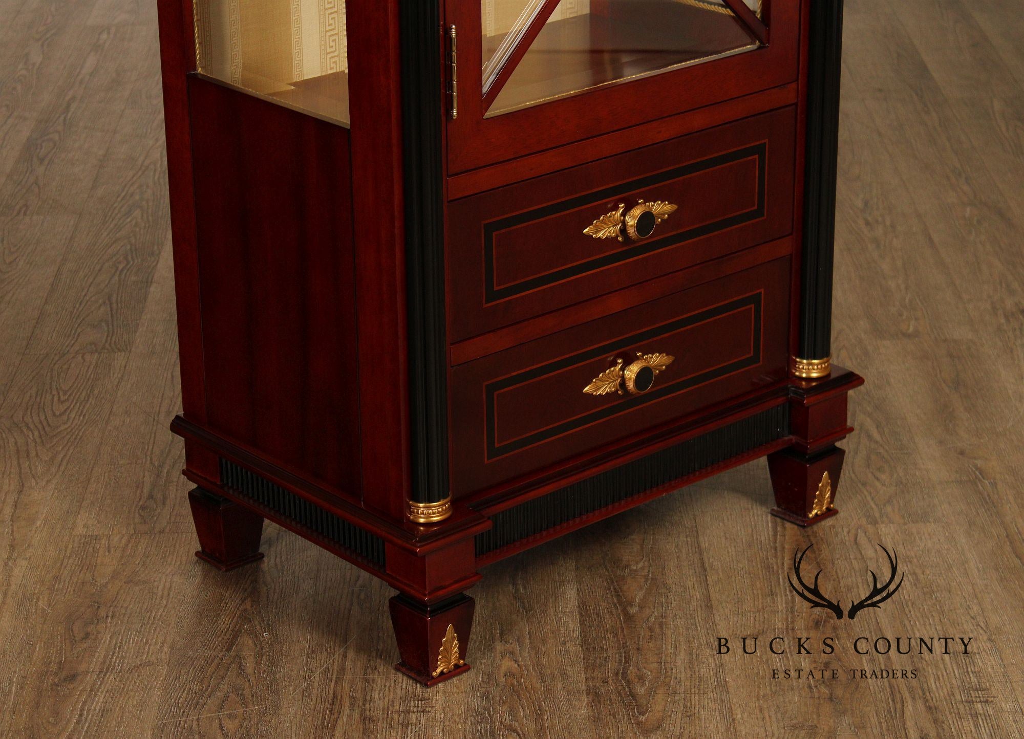 Regency Style Mahogany And Ebonized Pair Of Display Cabinets By Infinity Gigasso