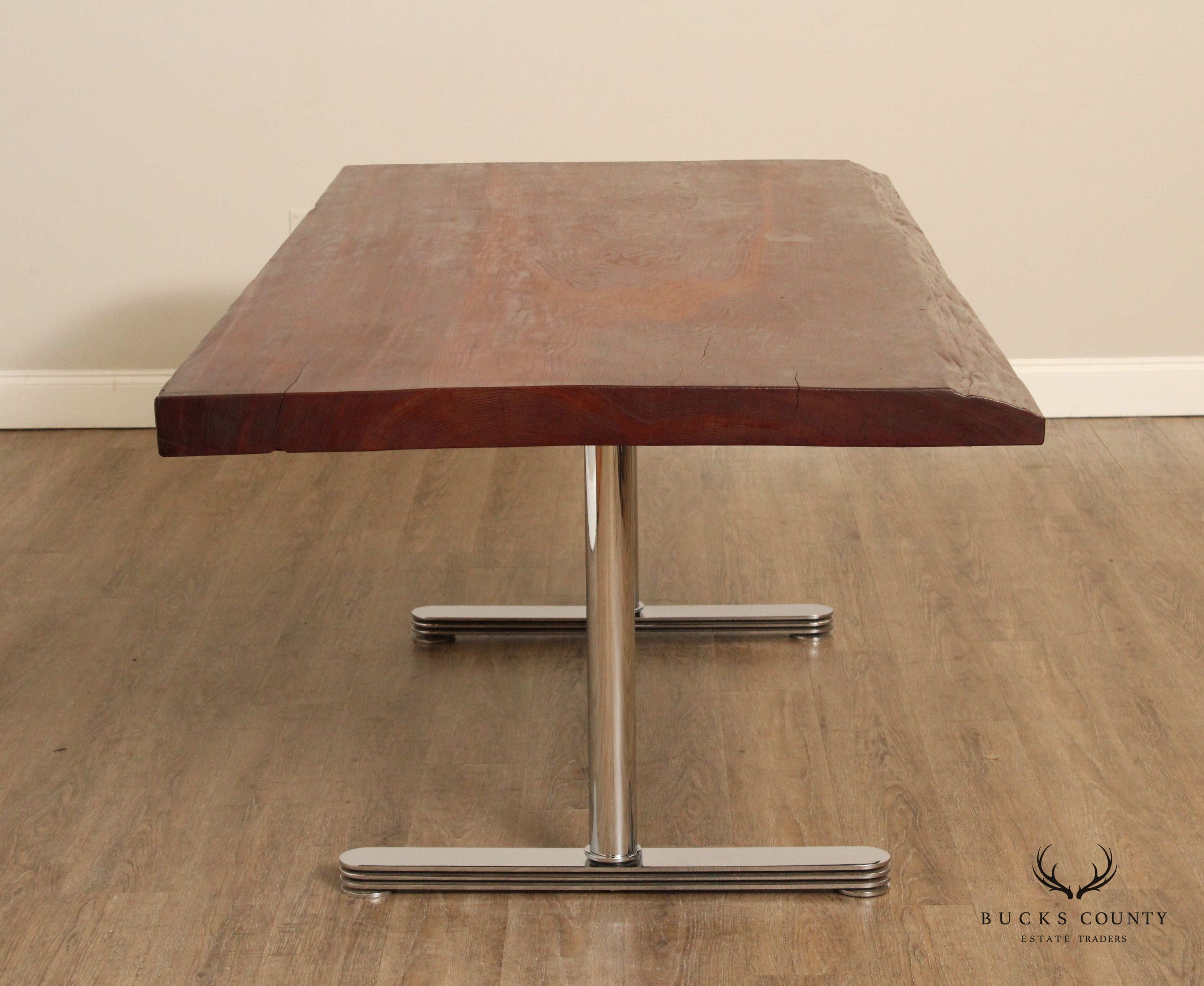 Mid Century Modern Live-Edge Slab Dining Table