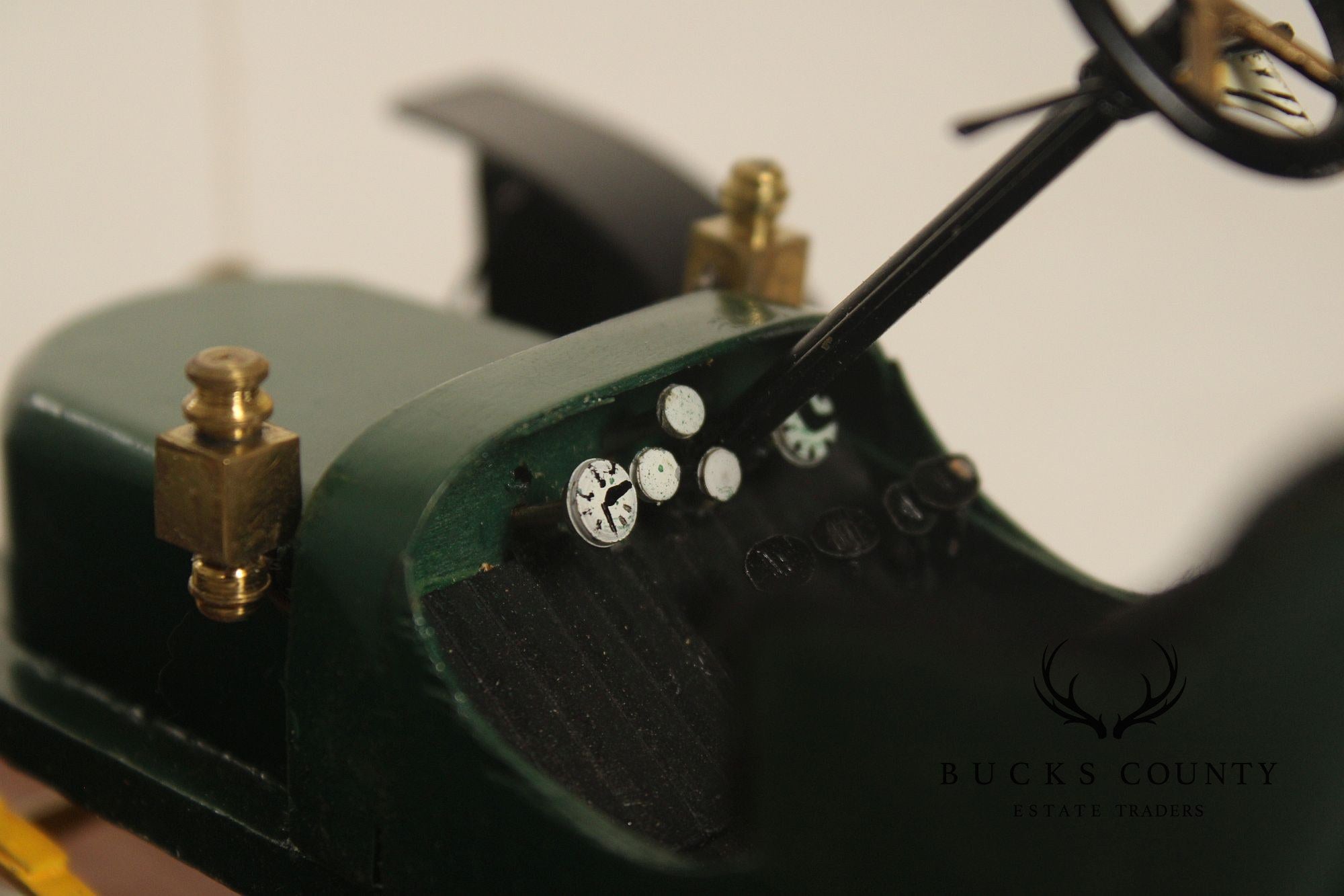 Philip Jacoby Carved Wood Stanley Steamer Automobile in Display Case