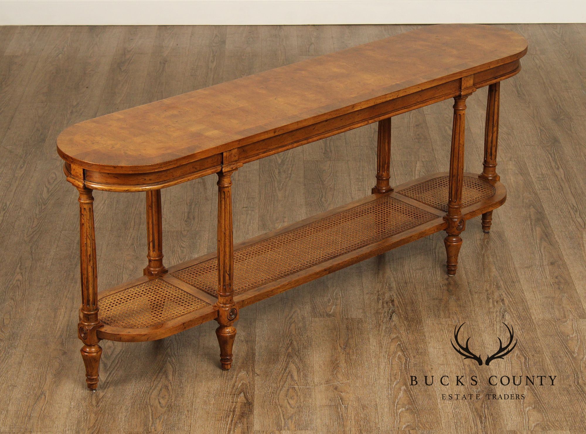 Heritage French Louis XVI Style Vintage Walnut Two-Tier Console Table