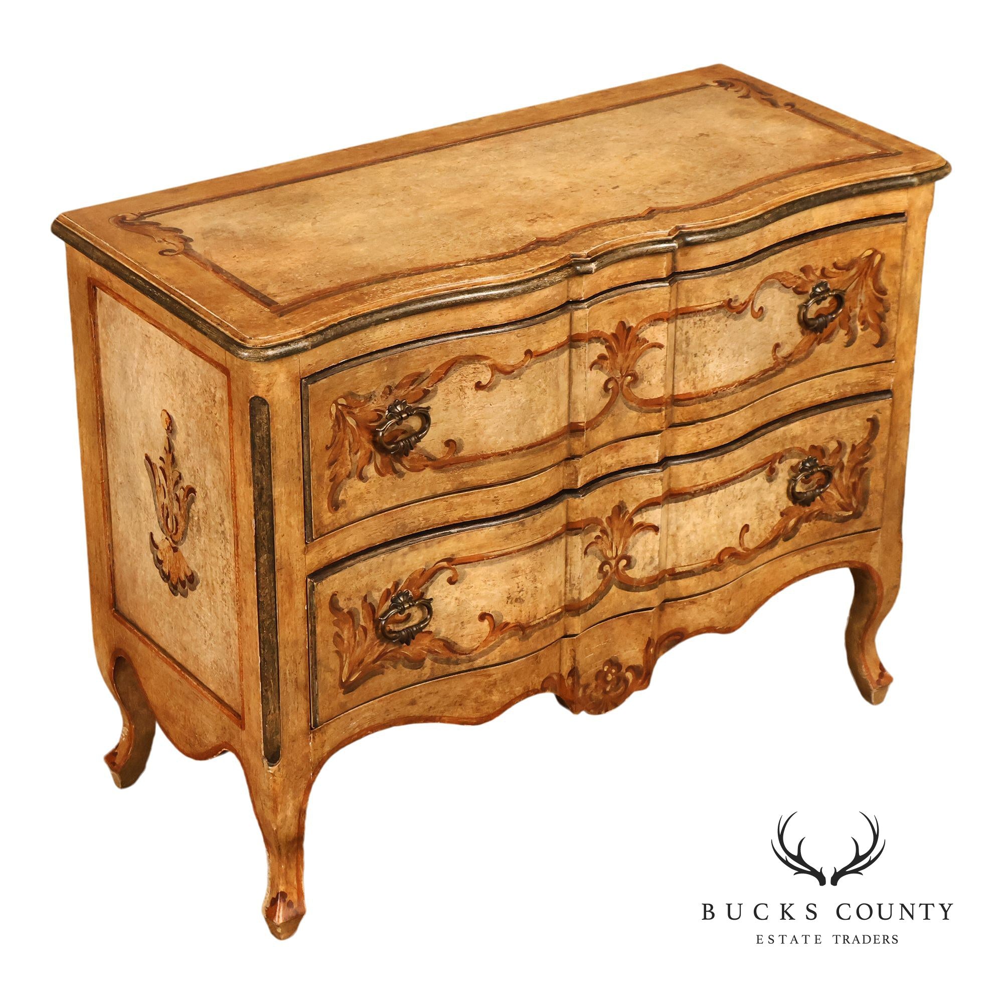 Rococo Style Painted Bombe Chest Of Drawers