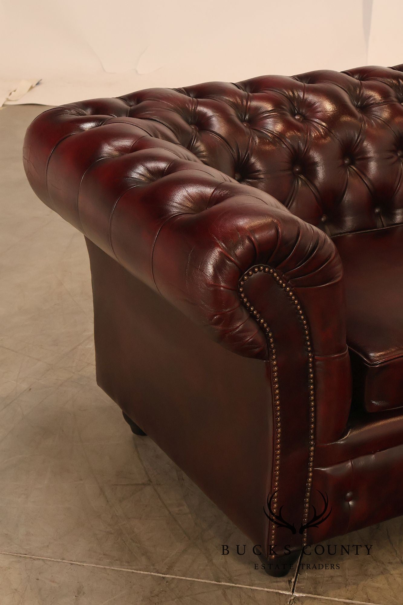 Chesterfield Style Oxblood Leather Sofa