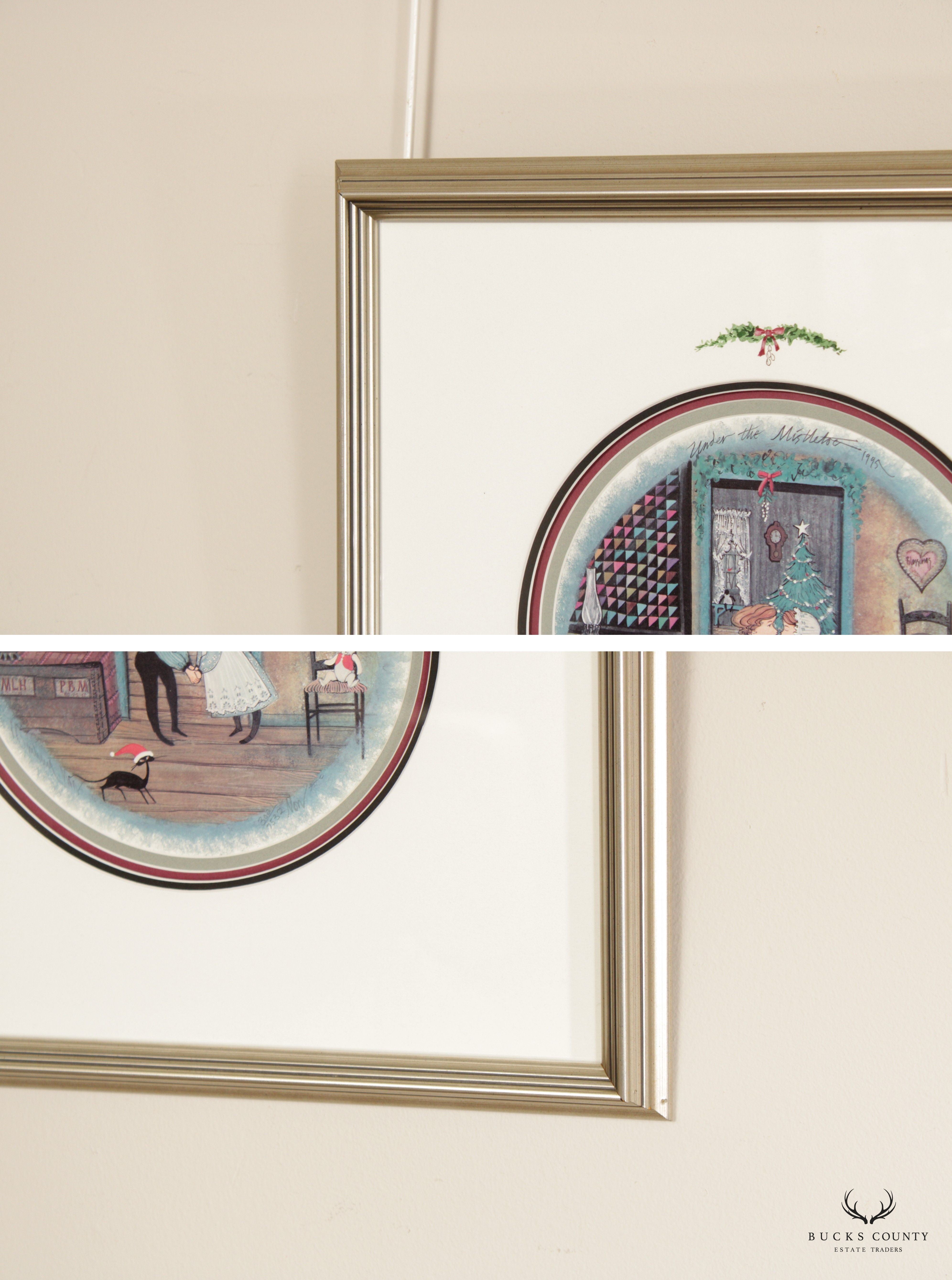 Pat Buckley Moss 'Under the Mistletoe' OffSet Lithograph