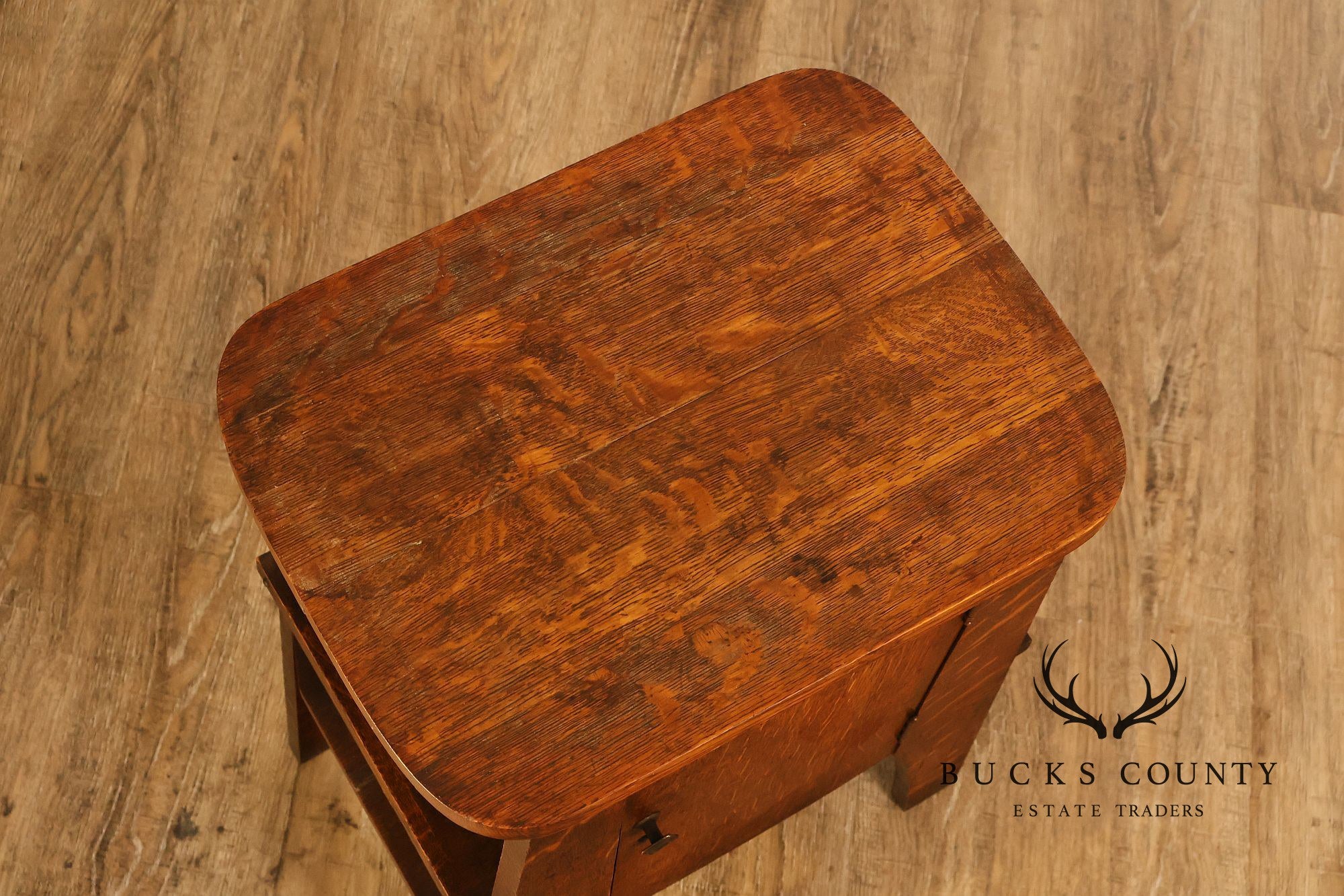 Antique Mission Oak Smoke Stand Bedside Cabinet