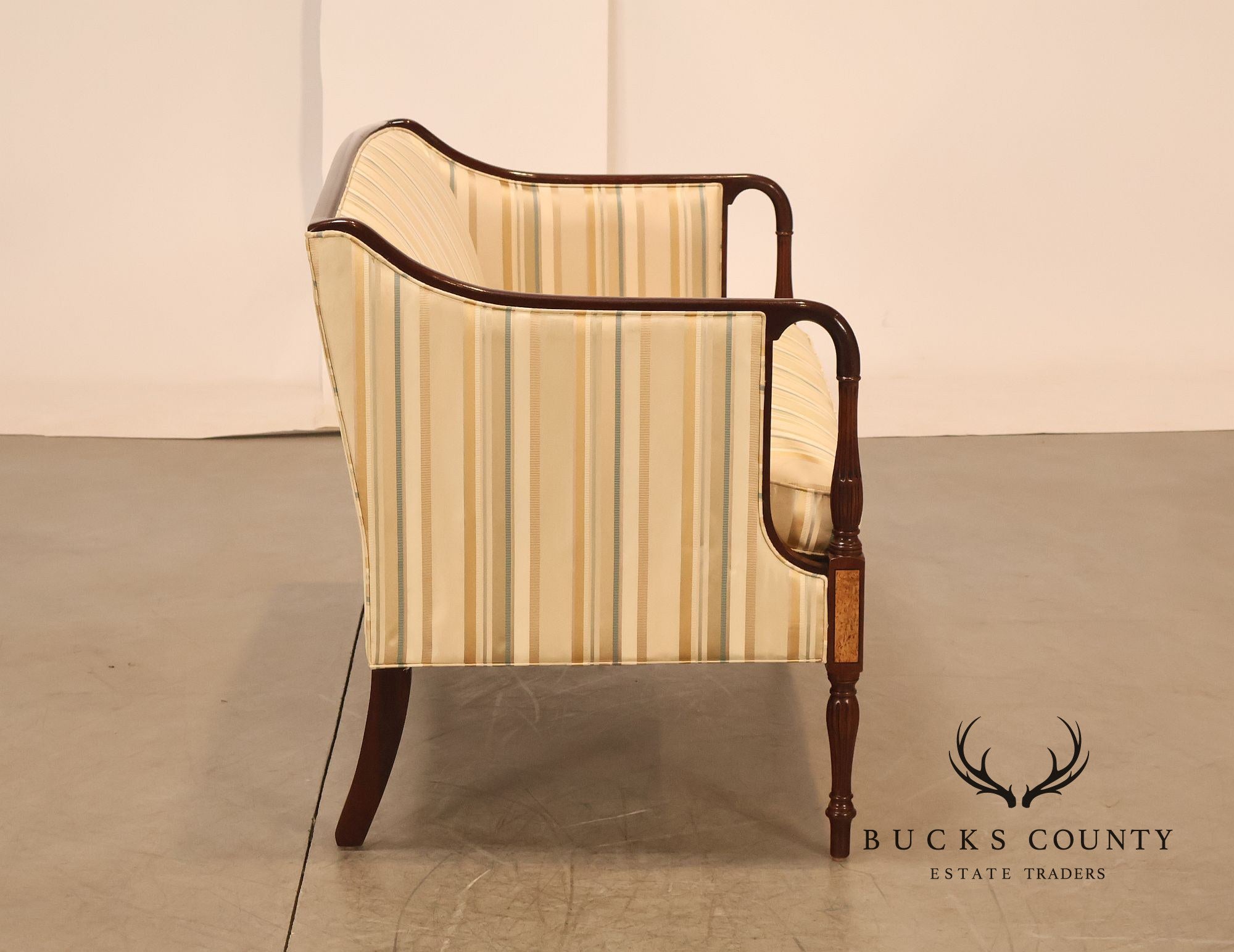 Southwood Sheraton Style Inlaid Mahogany Loveseat