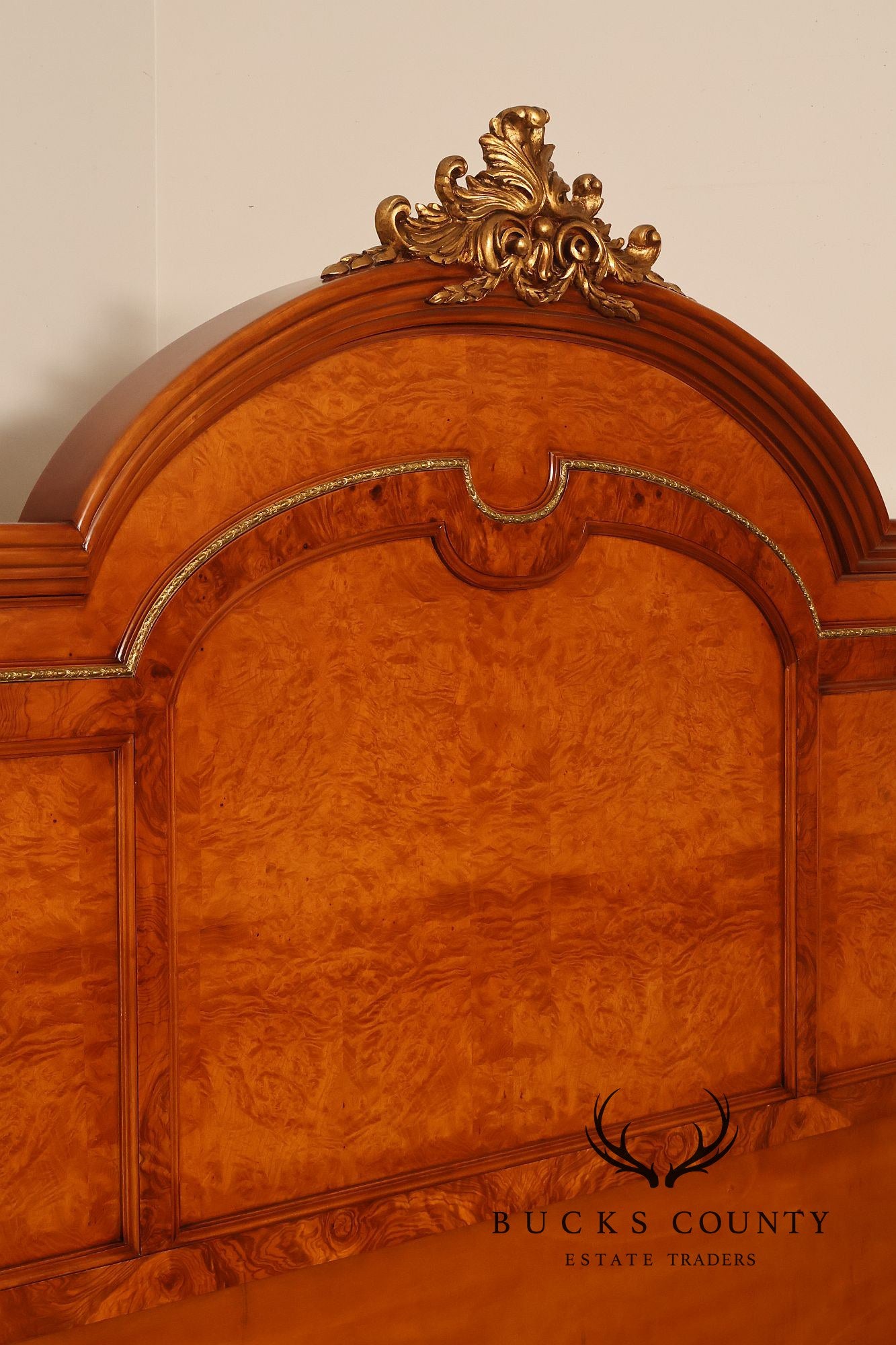Quality Louis XVI Style Burlwood King Size High Back Bed