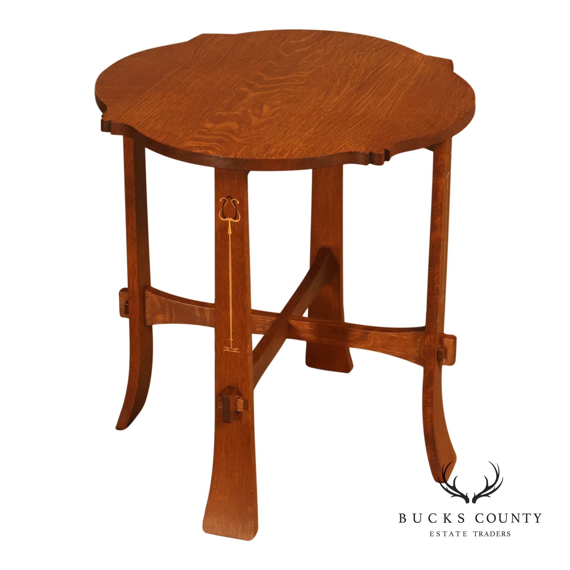 Stickley Mission Collection Harvey Ellis Inlaid Oak Tea Table