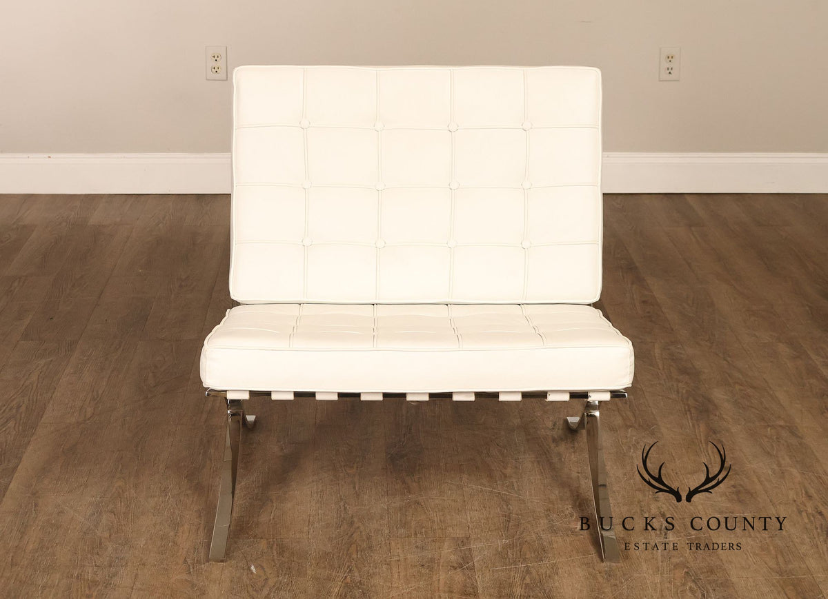 Mid Century Modern Pair of White Barcelona Chairs