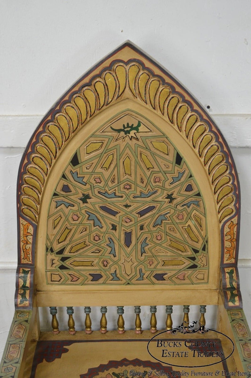 Unusual Pair of Middle Eastern Decorated Hall Chairs