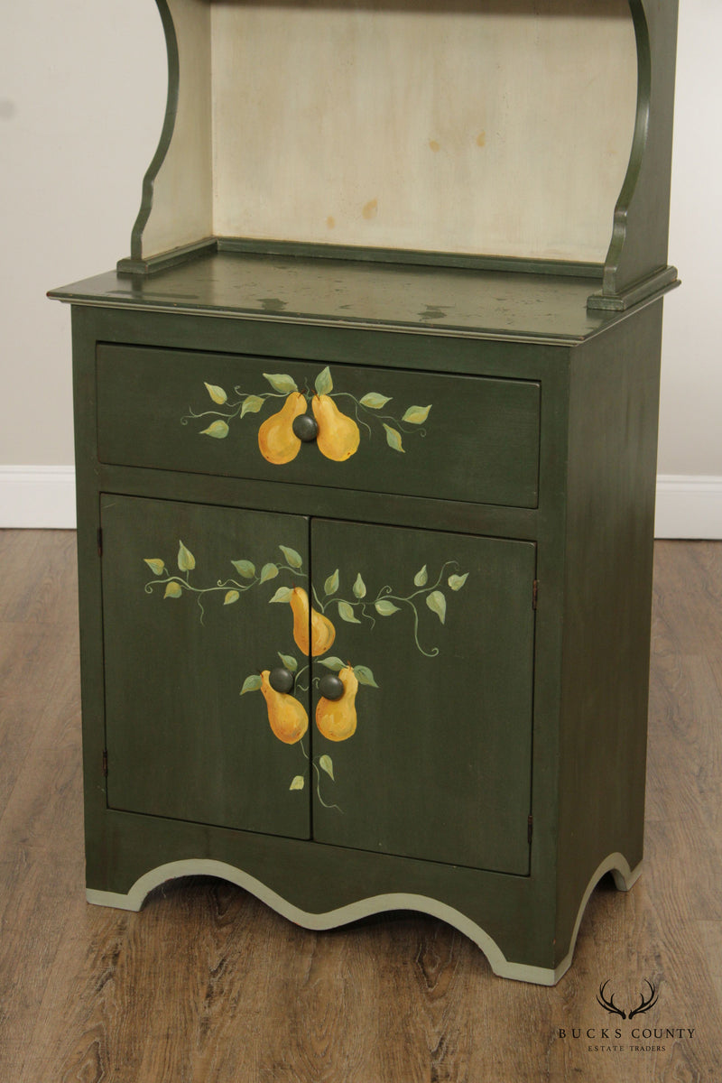 Country Farmhouse Hand Painted Tall Narrow Step Back Bookcase Cupboard