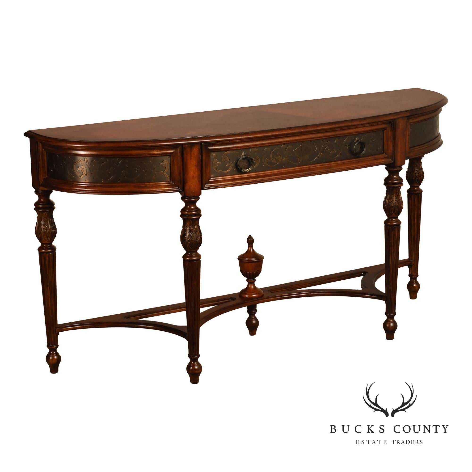 Mahogany Adams Style Carved Demilune Console Table