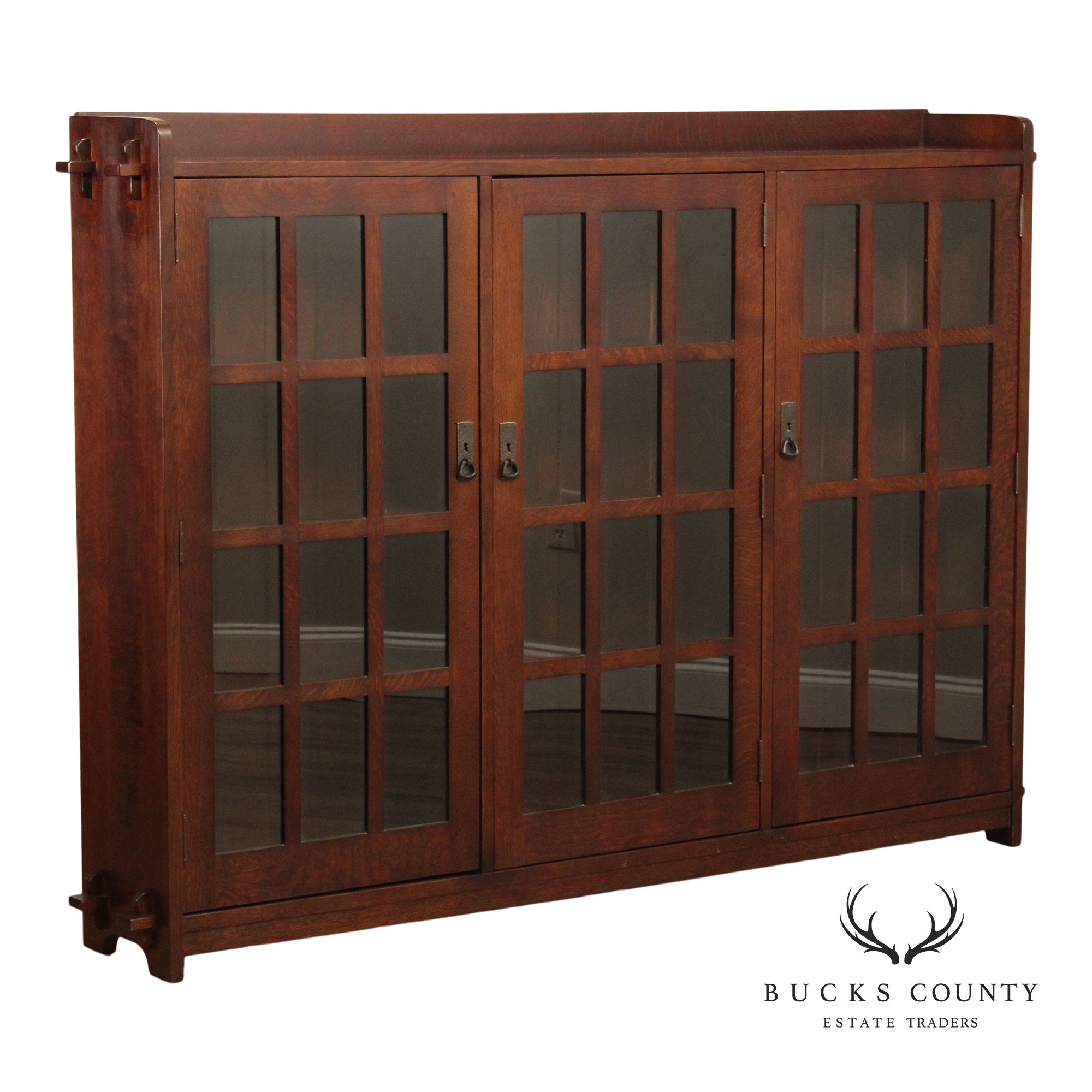 Stickley Mission Collection Oak Three Door Bookcase