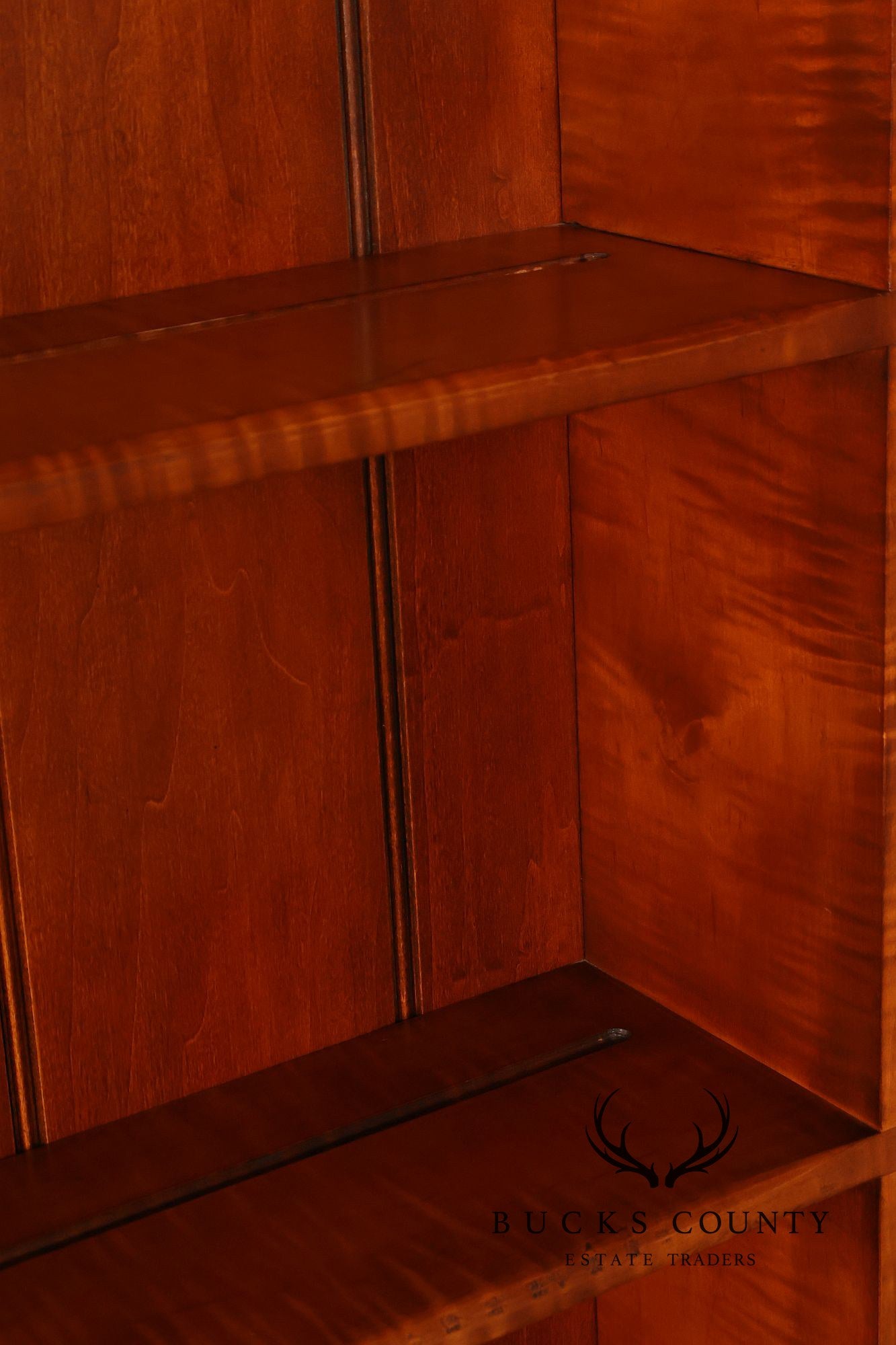Tiger Maple Custom Step Back Hutch With Upper Open Shelving