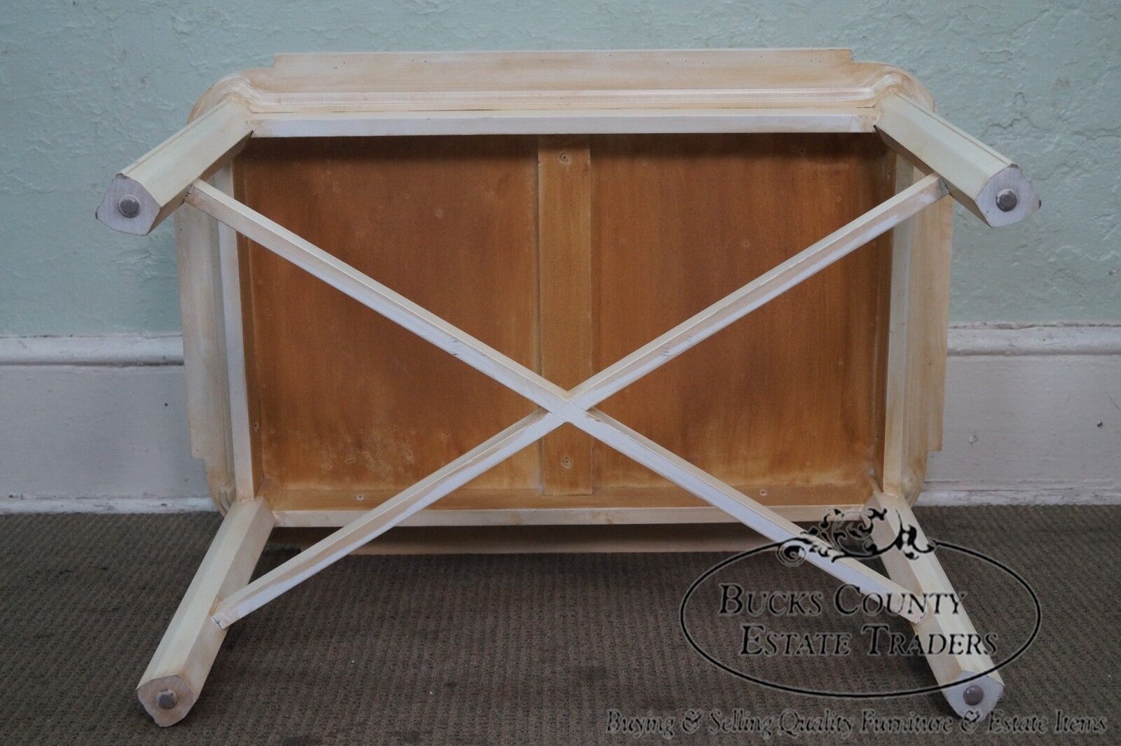 Custom Crackle Painted Finish Chippendale Style Side Table