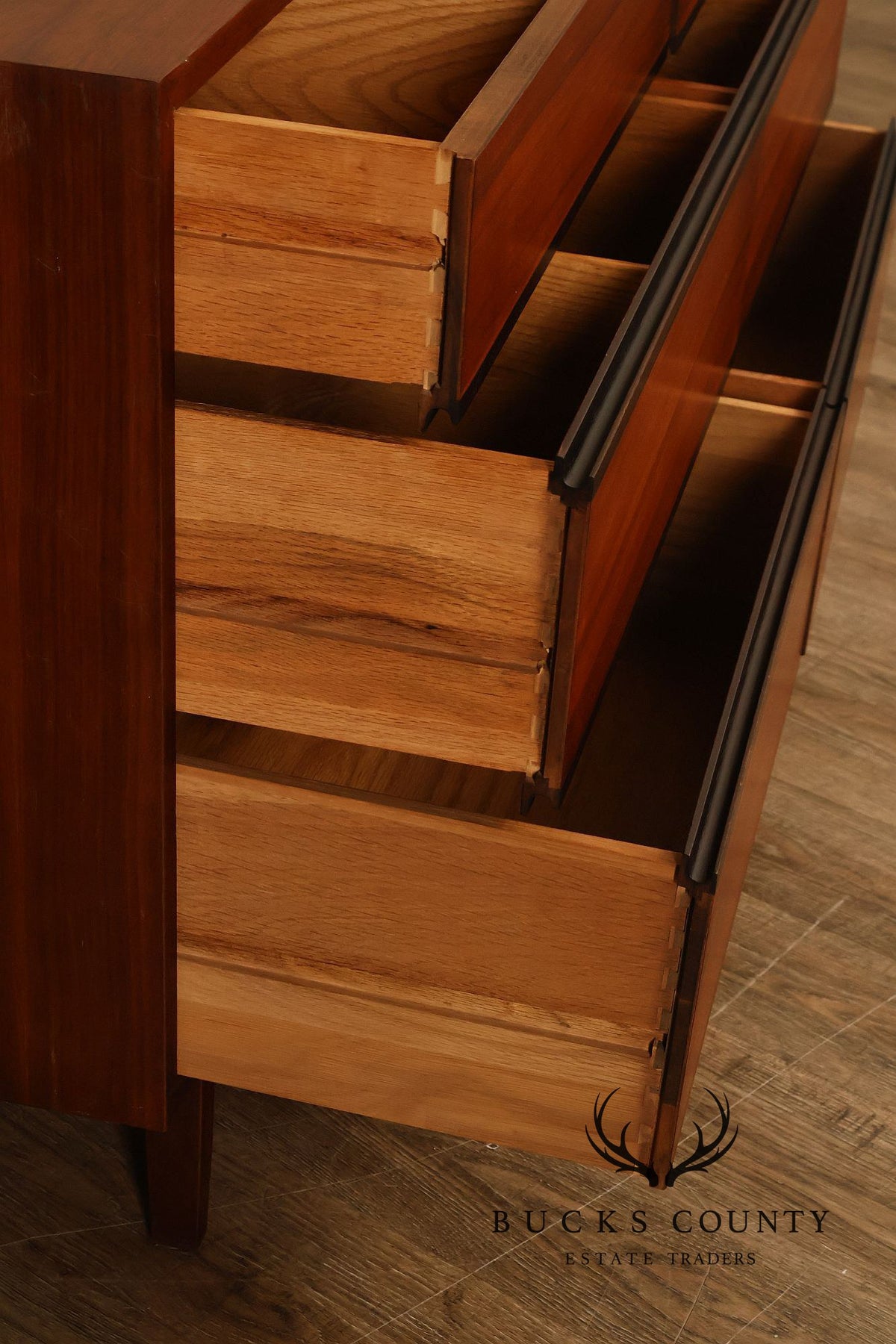 Calvin Mid Century Modern Cane Door Teak Dresser