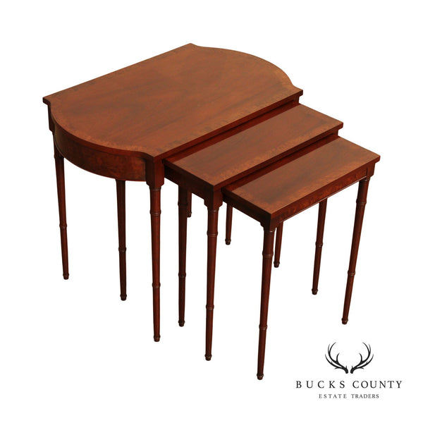 Baker Furniture Regency Style Set of Three Mahogany Nesting Tables