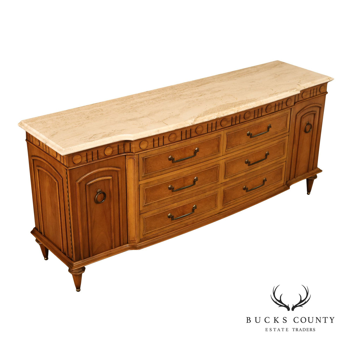 Italian Neoclassical Style Travertine Top Chest of Drawers