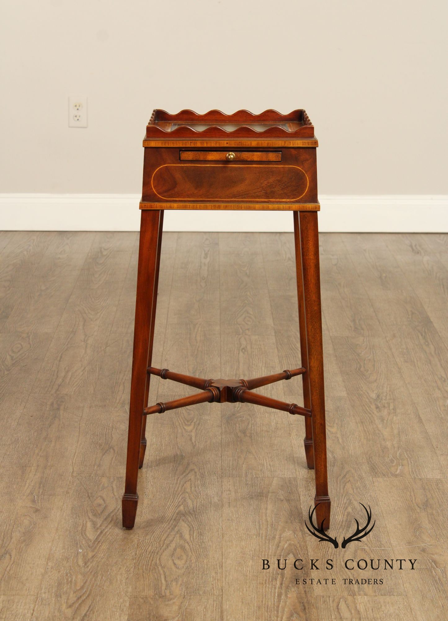 Maitland Smith Federal Style Leather Top Mahogany Stand