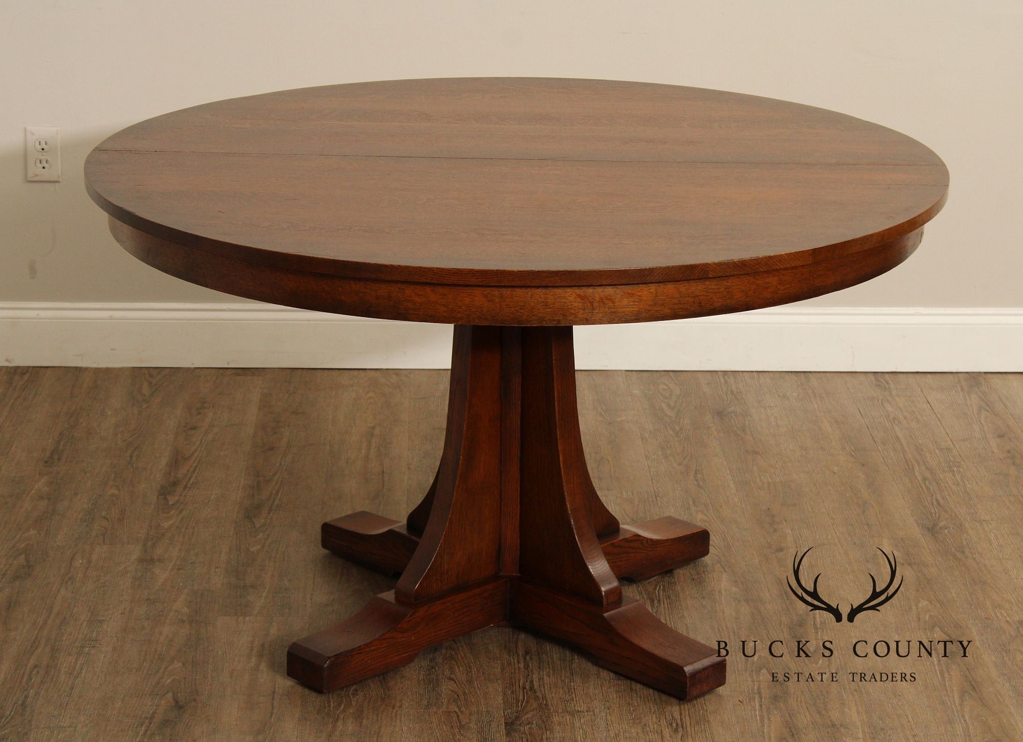 Stickley Mission Collection Oak Round Pedestal Dining Table