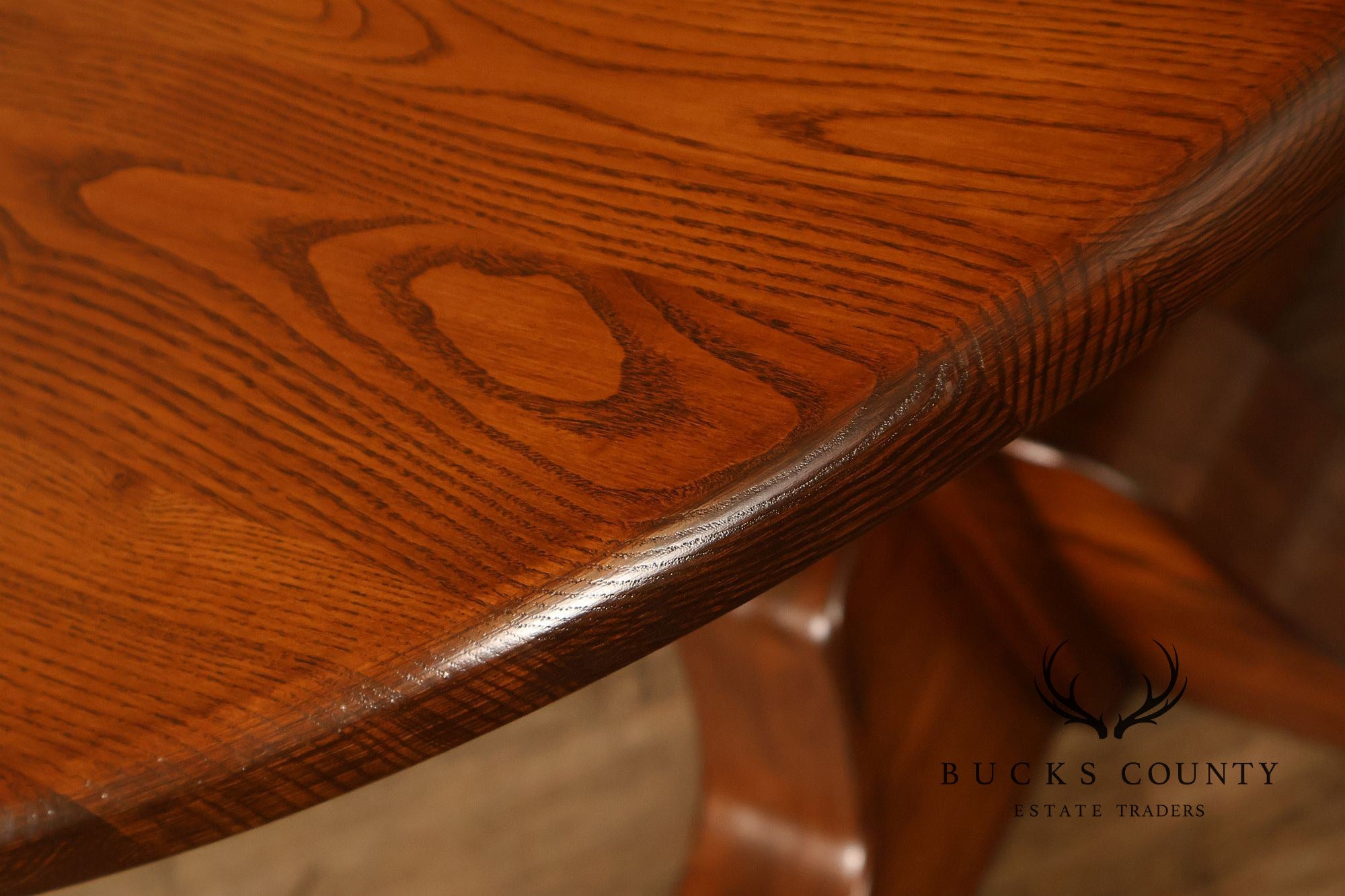 Vintage 42 Inch Oak Round Pedestal Dining Table With Leaf