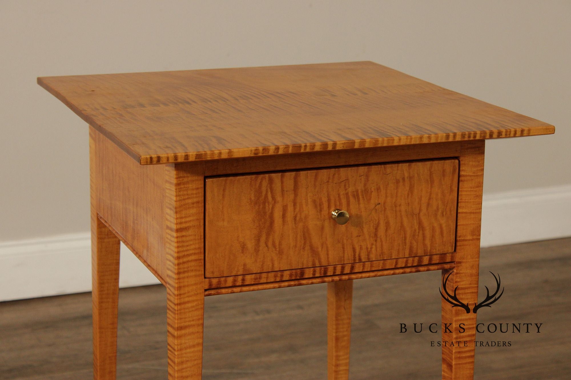 Shaker Style Pair of Tiger Maple Side Tables