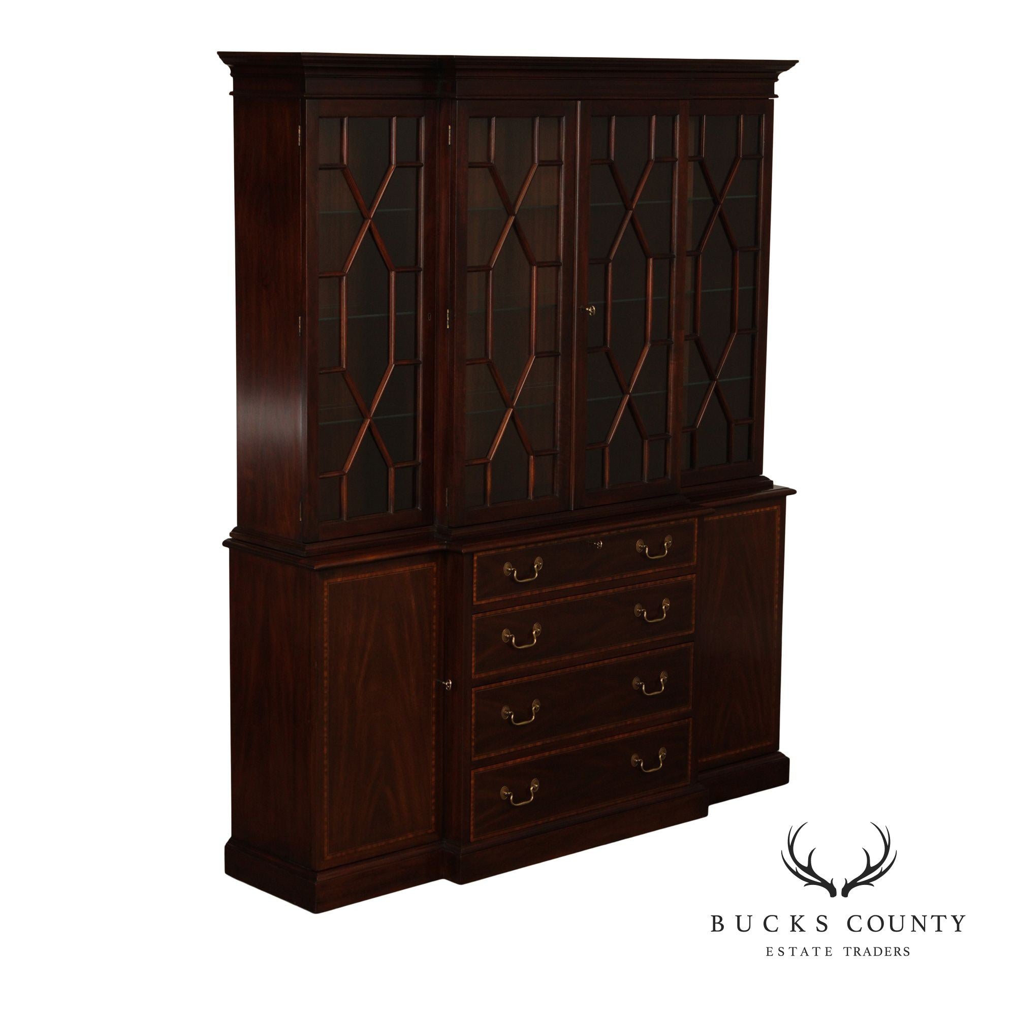 Henkel Harris Chippendale Style Mahogany Breakfront