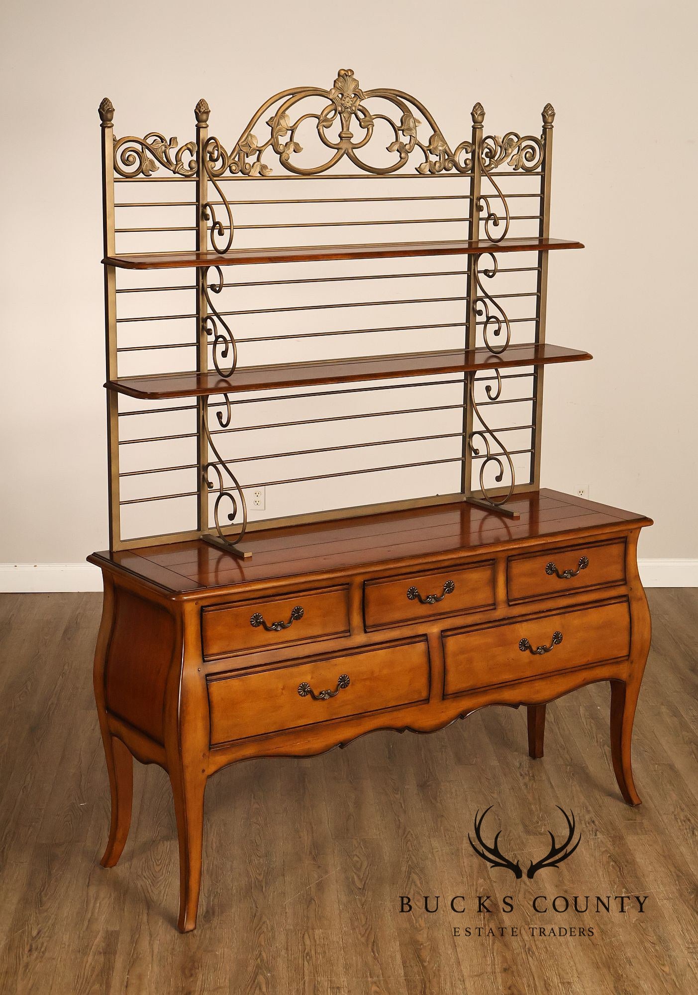 Drexel Heritage French Provincial Sideboard With Metal Scroll Baker's Rack