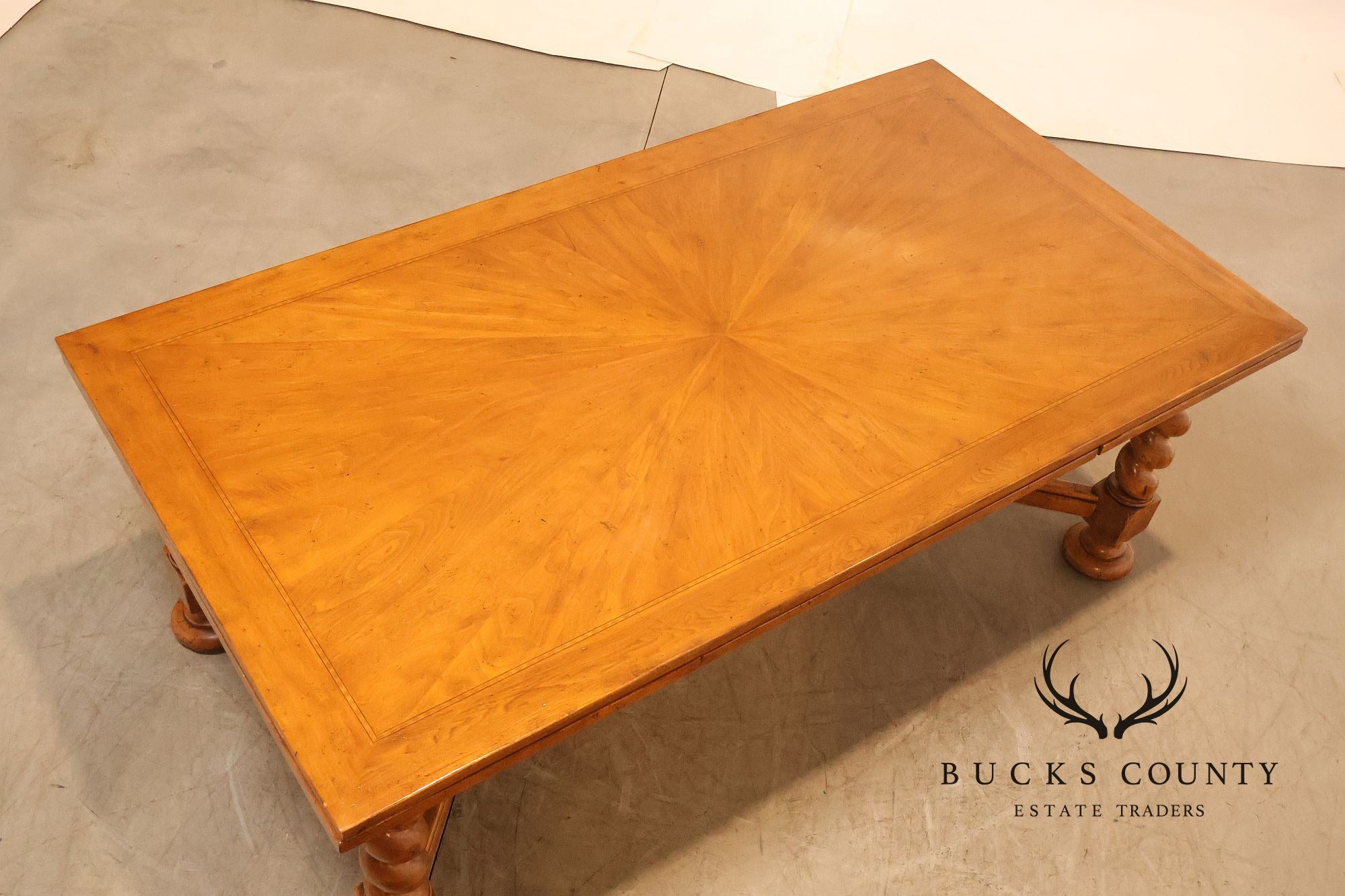 French Louis XIII Style Draw-Leaf Trestle Dining Table