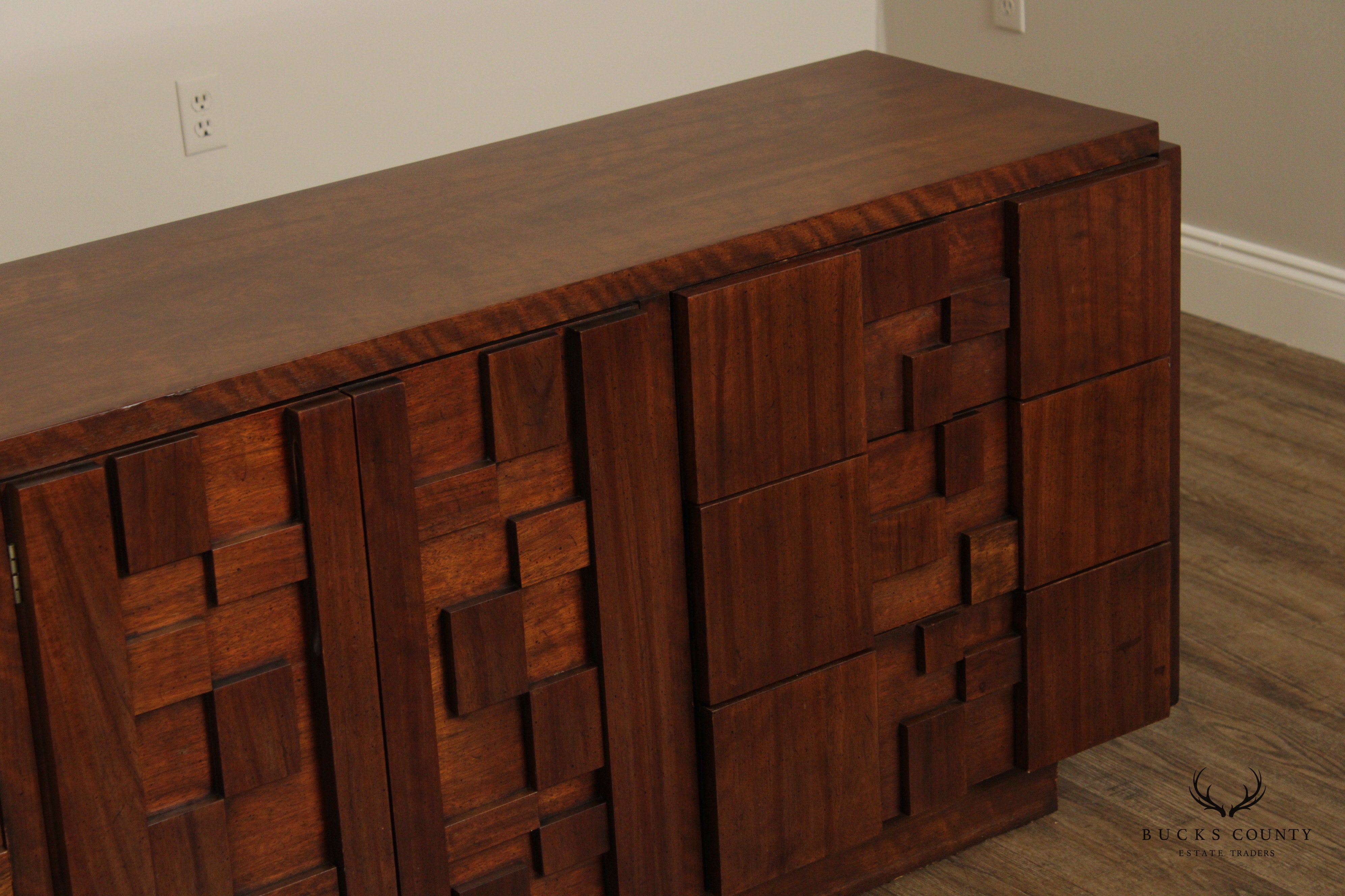 Lane 'Staccato' Brutalist Mid Century Modern Walnut Triple Dresser