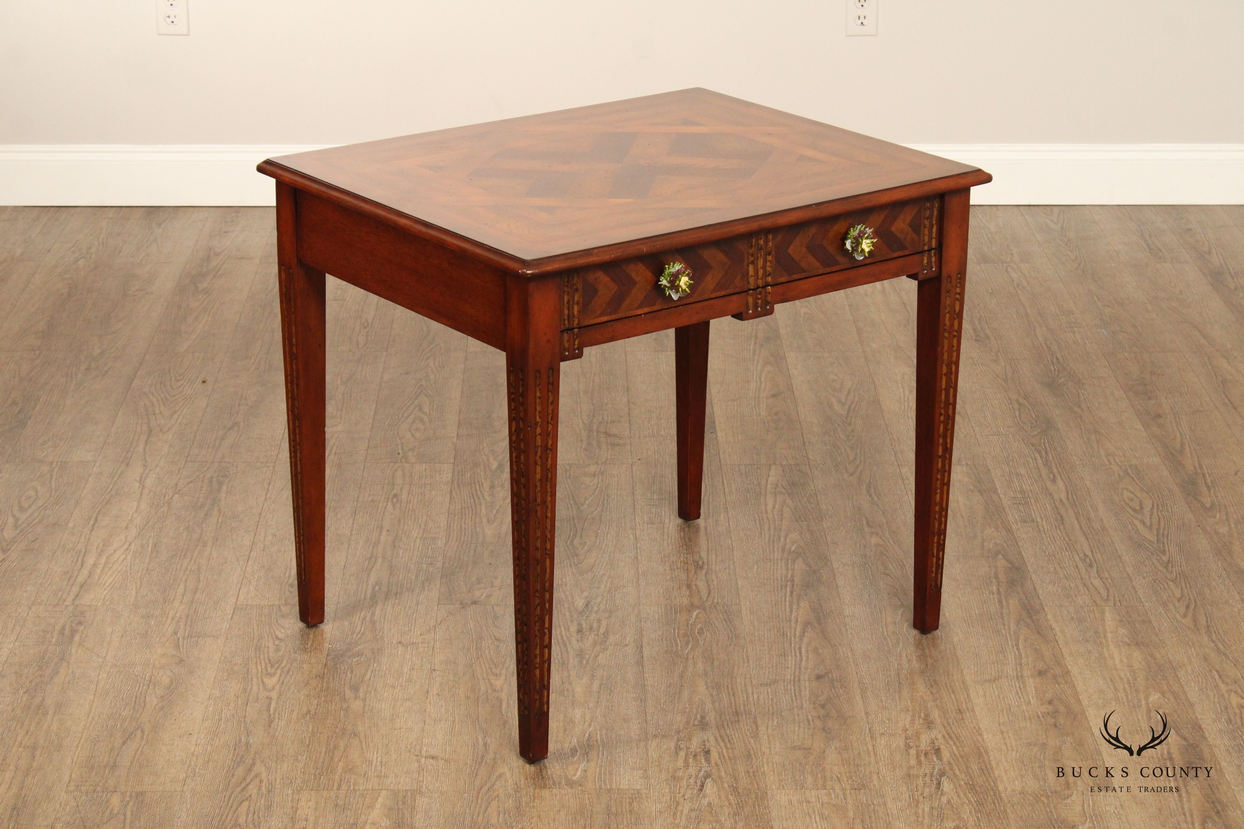 Drexel Heritage 'Celtic' Parquetry Top One Drawer Lamp Table