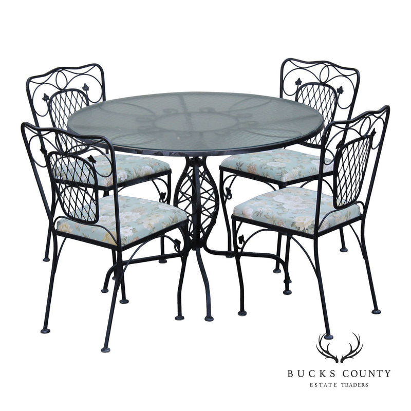 French Style Five-Piece Wrought Iron Outdoor Patio Dining Set
