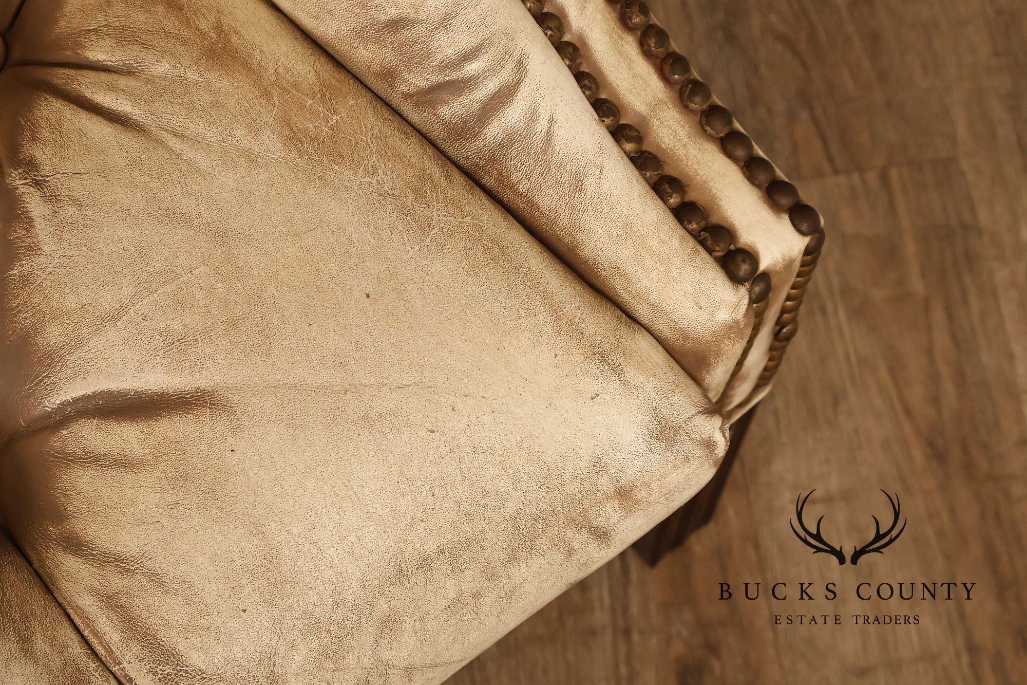 Chippendale Style Camelback Vintage Tufted Chesterfield Leather Sofa