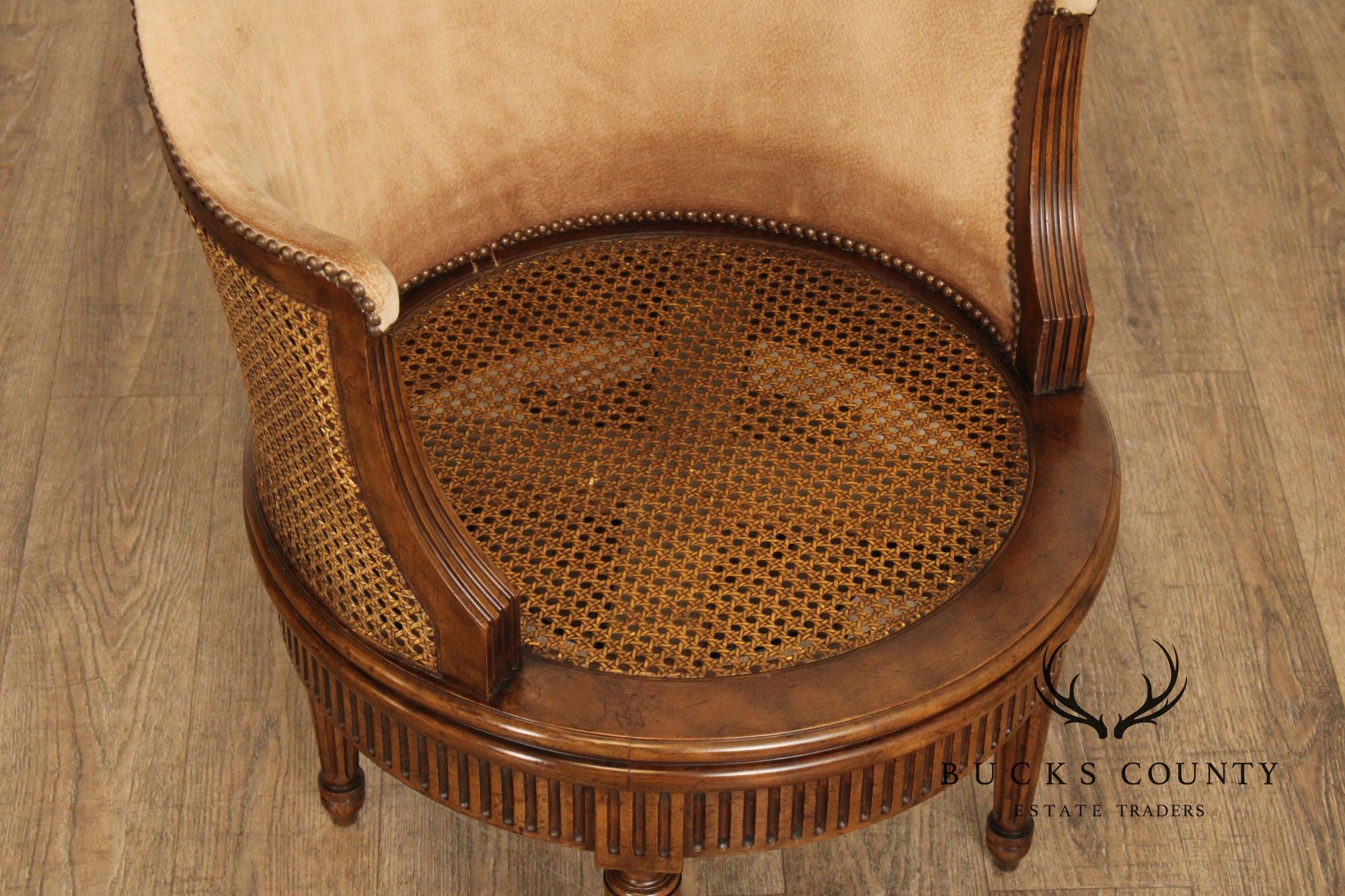 Baker Furniture French Louis XVI Style Swivel Barrel Chair