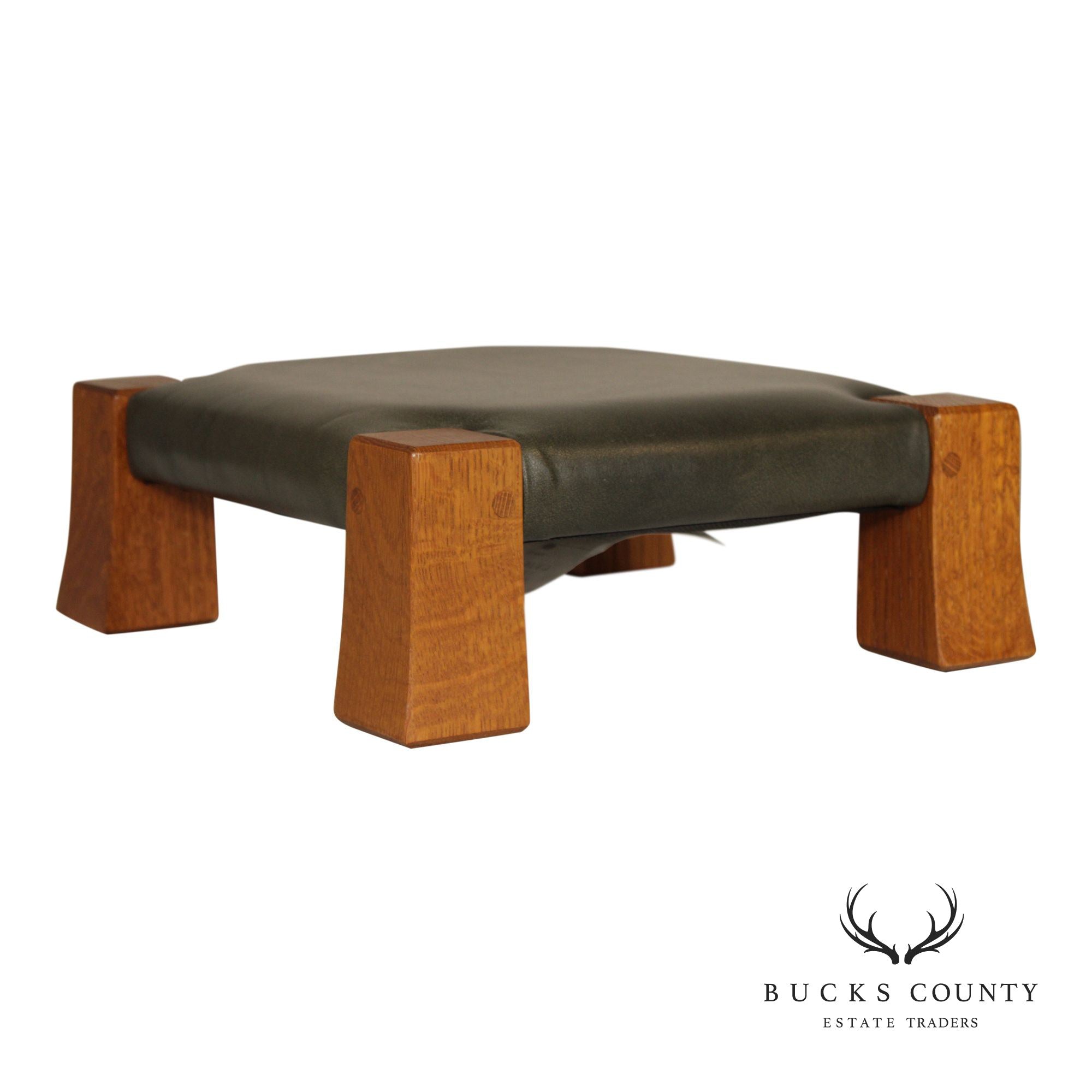 Stickley Mission Collection Oak and Leather Monk Footstool