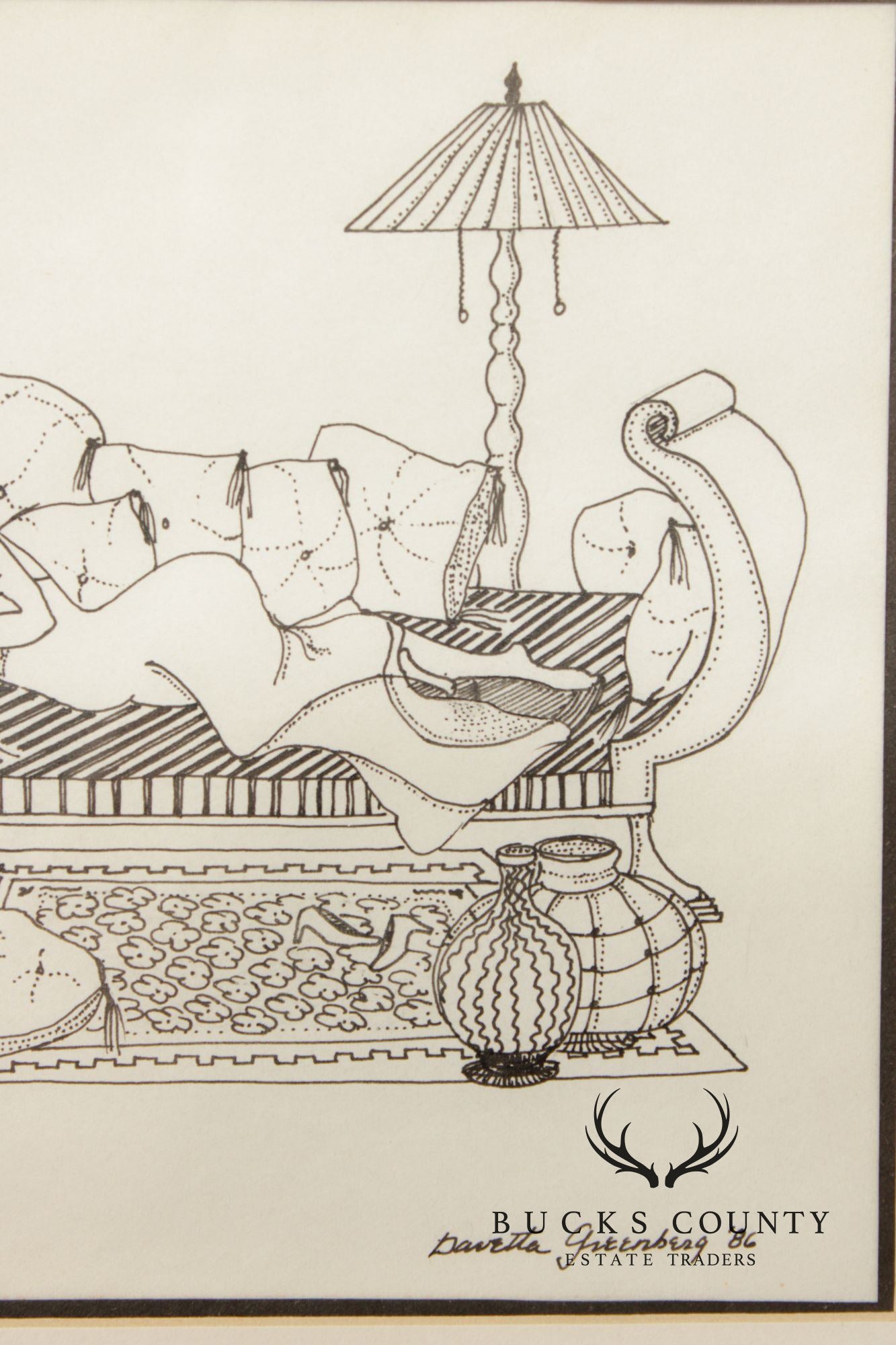 Davetta Greenberg Pen and Ink Drawing, 'In the Afternoon'