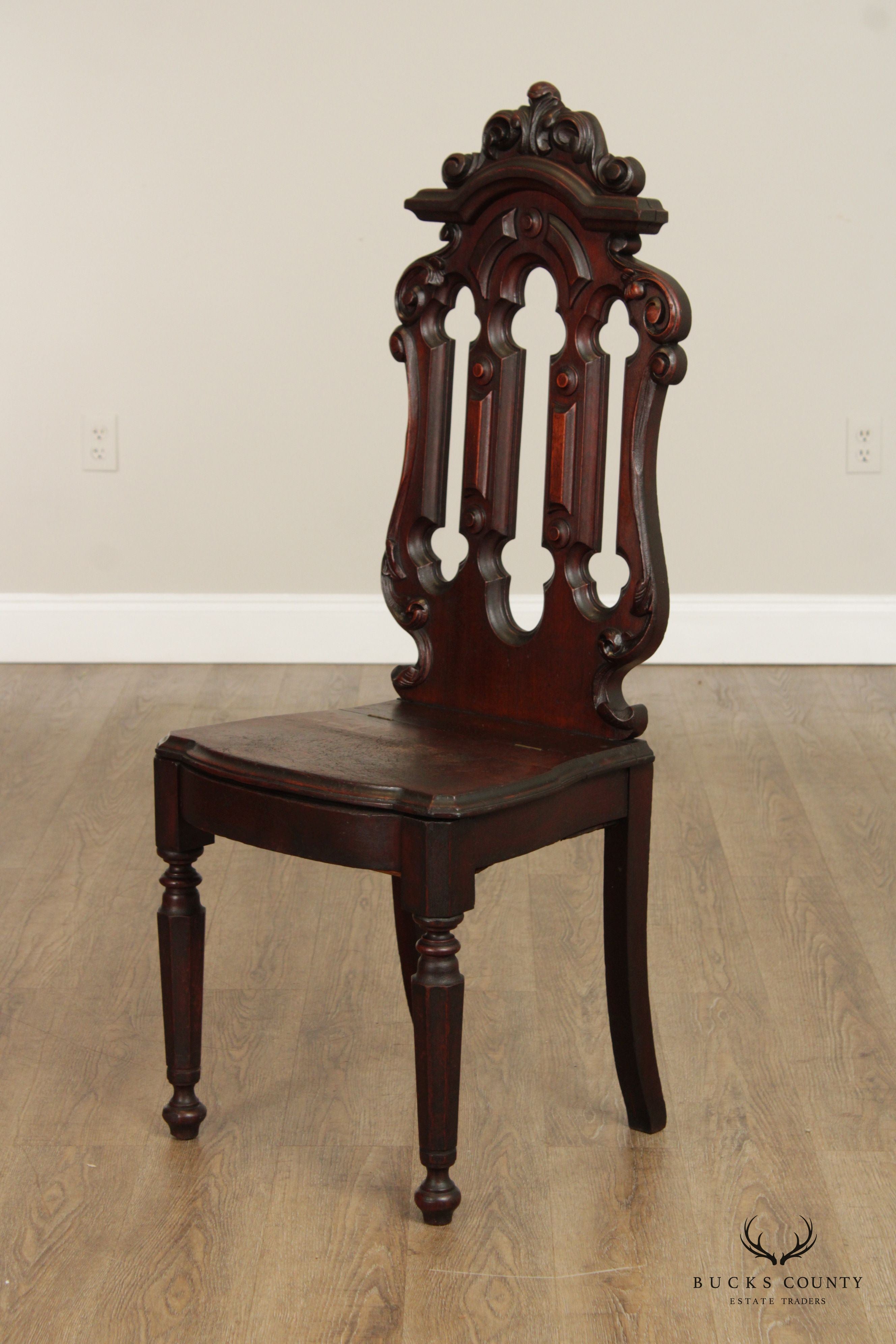 Victorian Walnut Carved Hall Music Chair with Storage Seat