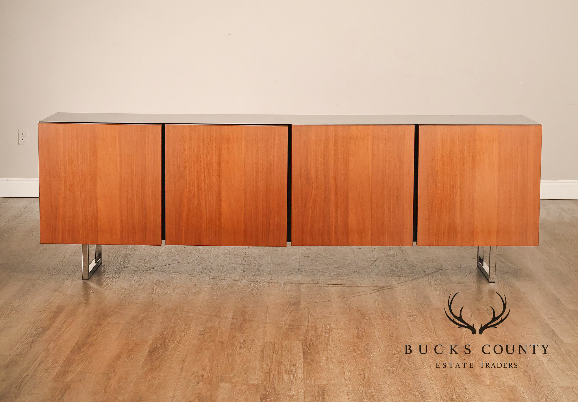 Mid Century Modern Black Top Credenza