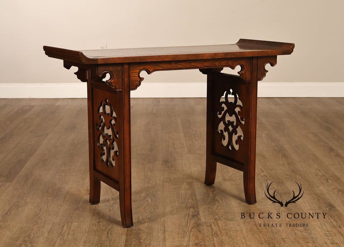 Baker Asian Style Oak Altar Console Table