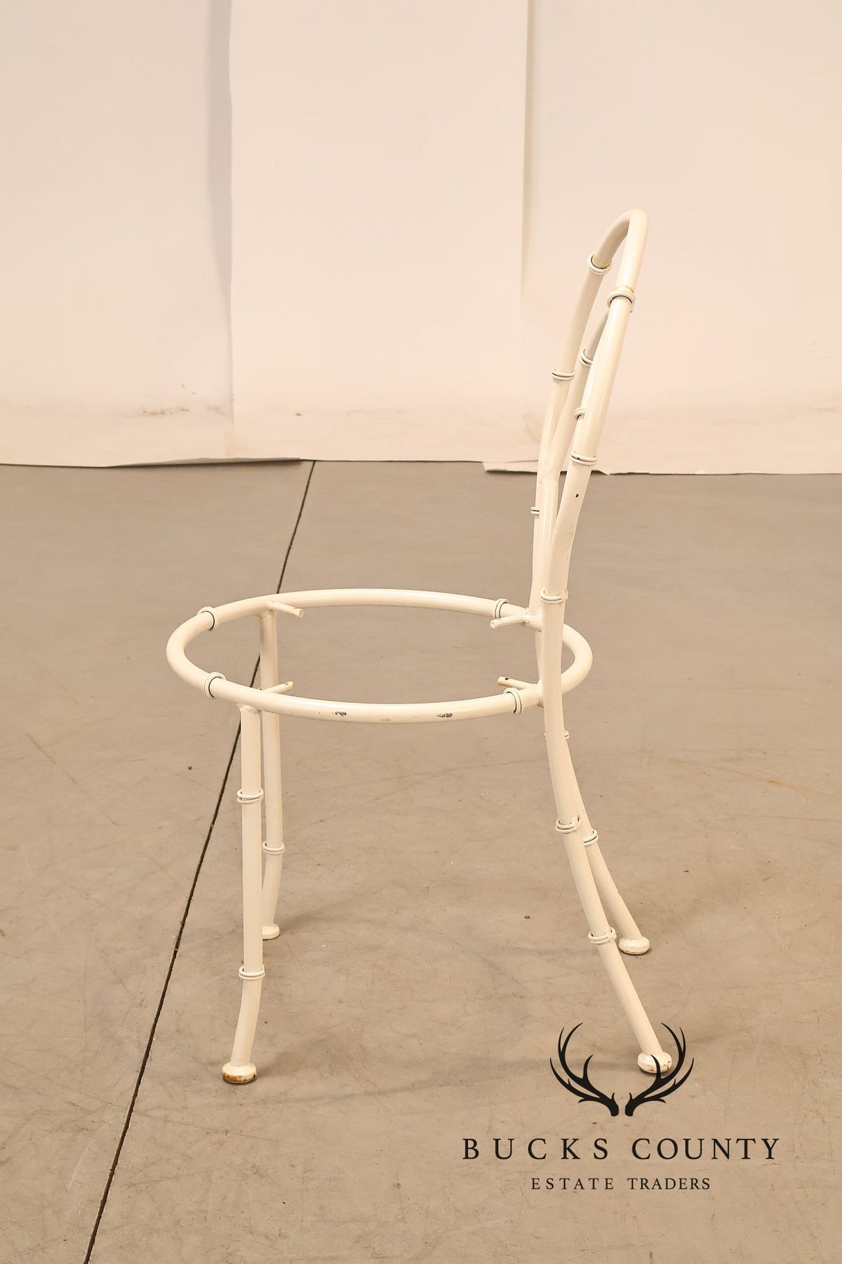 Vintage White Painted Wrought Iron Outdoor Chair Frame