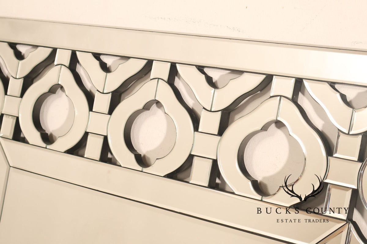 Bassett Hollywood Regency Wall Mirror With Geometric Fretwork
