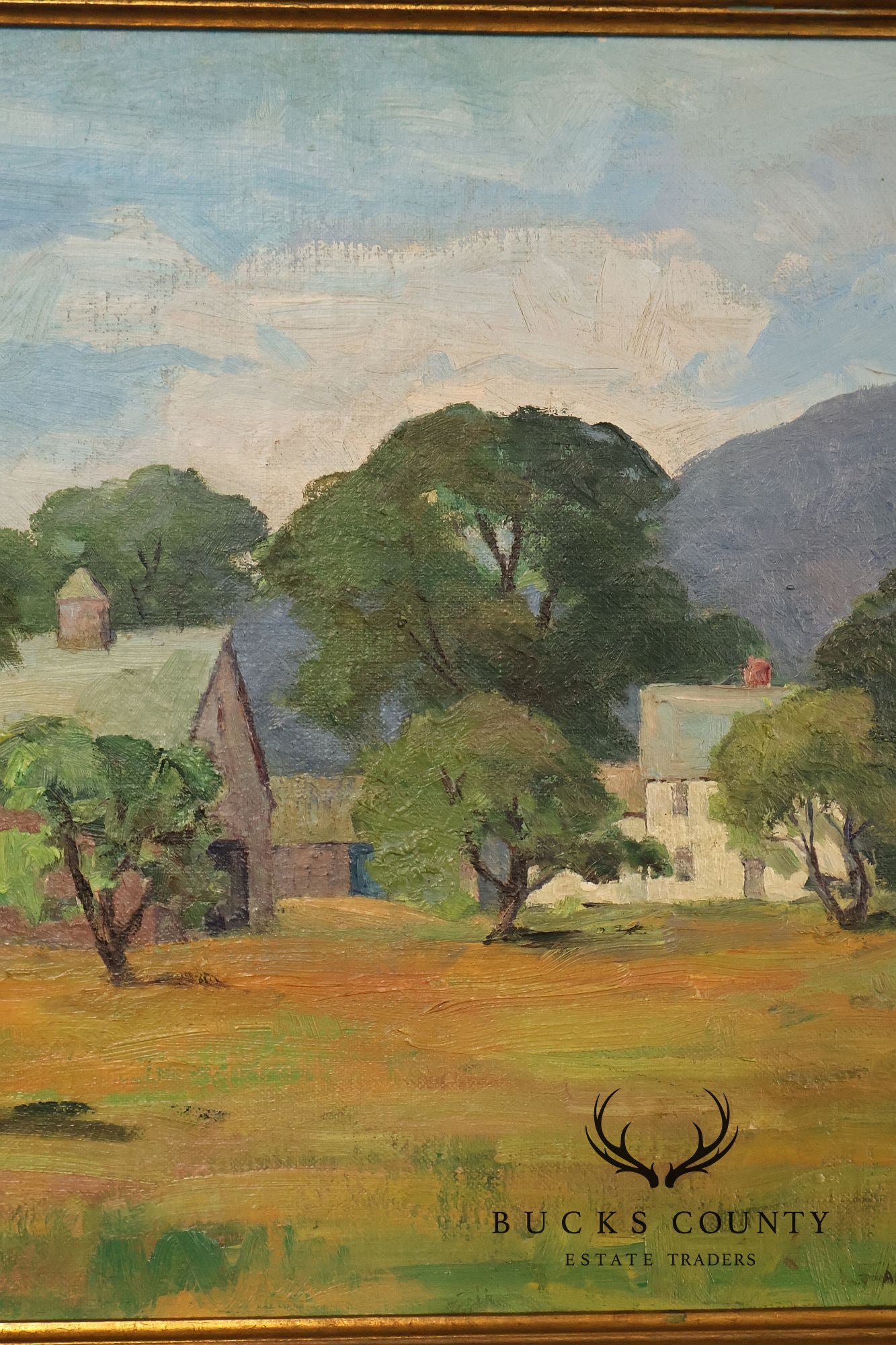 Alice Weed Framed Oil Painting, New England Farmstead