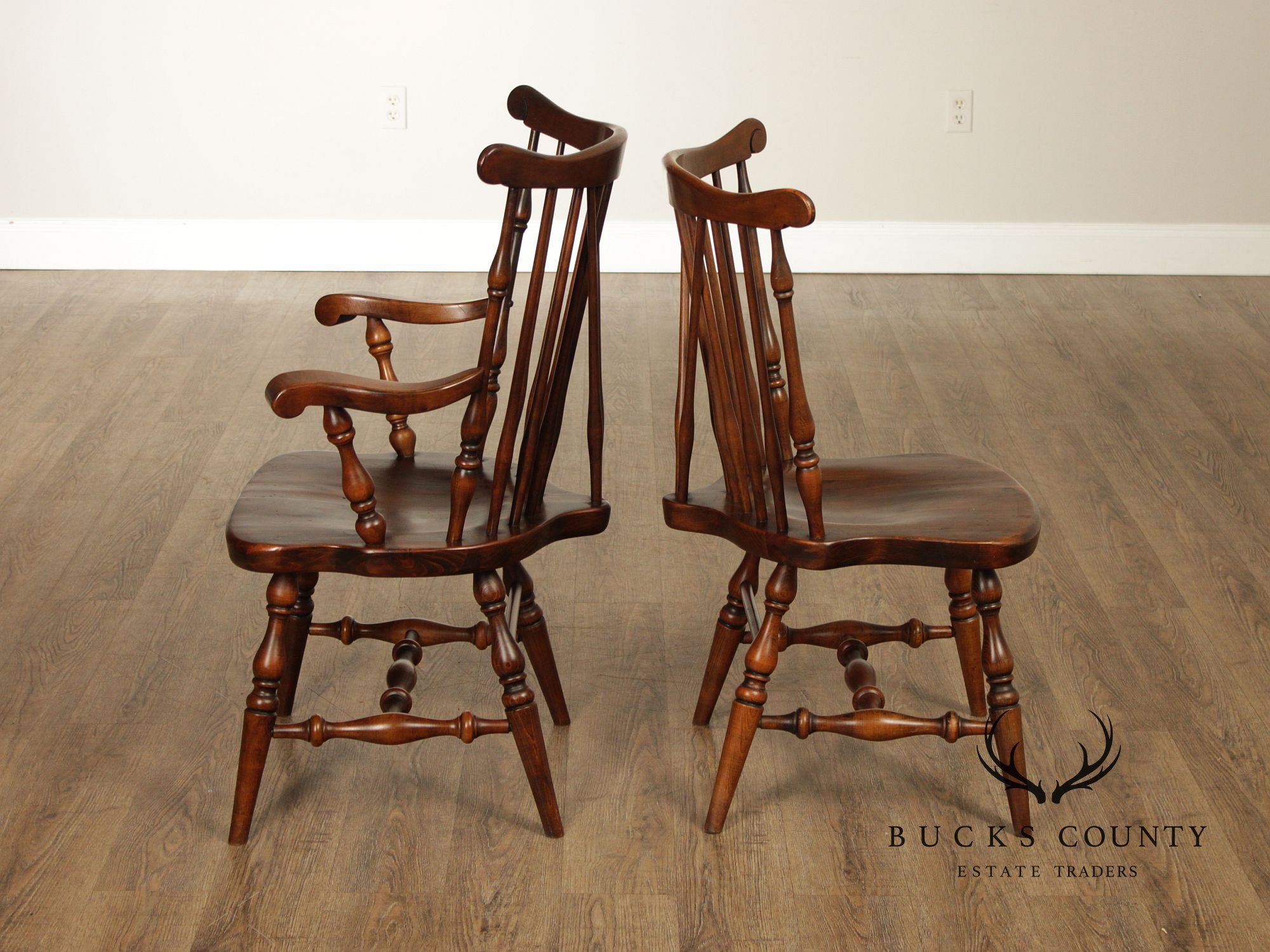 Ethan Allen Vintage Set of Six Windsor Style Dining Chairs, Solid Pine