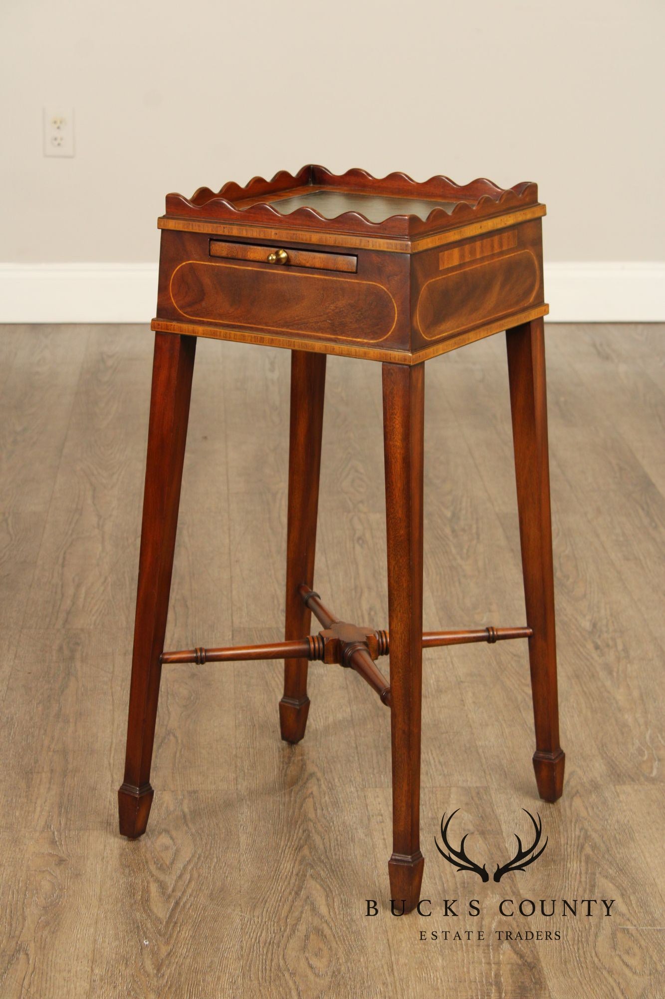 Maitland Smith Federal Style Leather Top Mahogany Stand