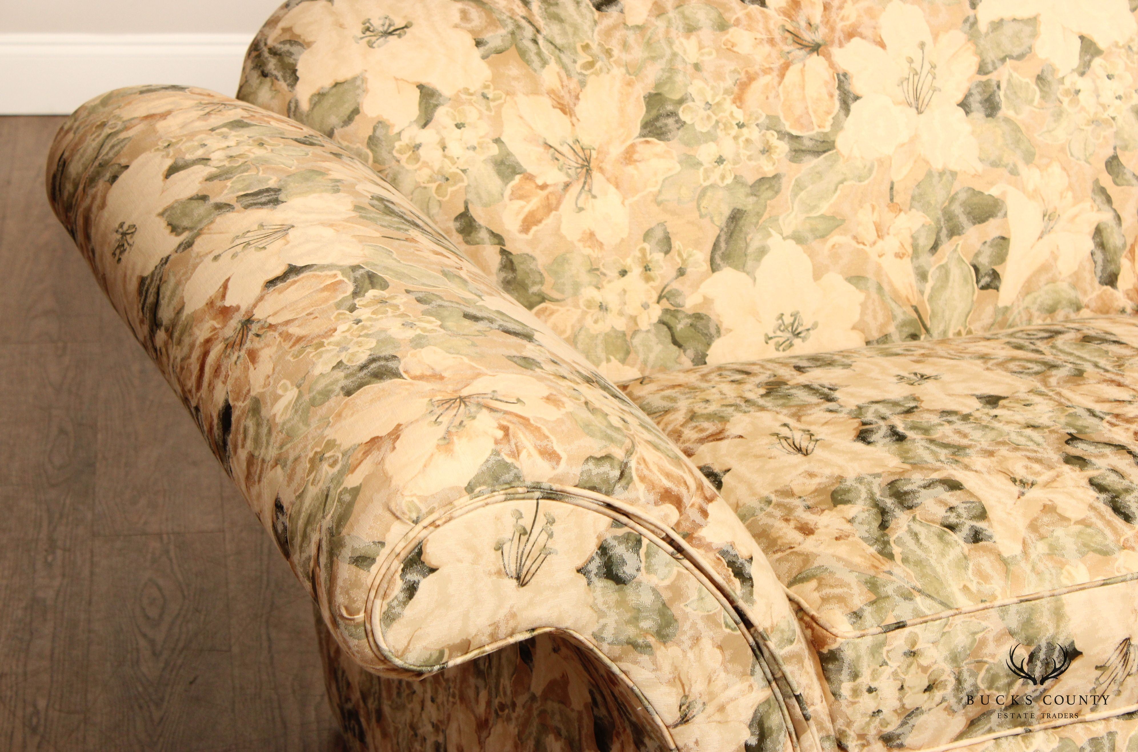 Ethan Allen Custom Upholstered Camelback Sofa