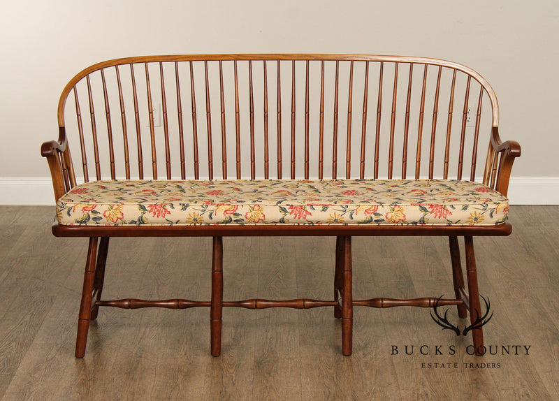Stickley Early American Style Cherry Spindle Back Windsor Settee
