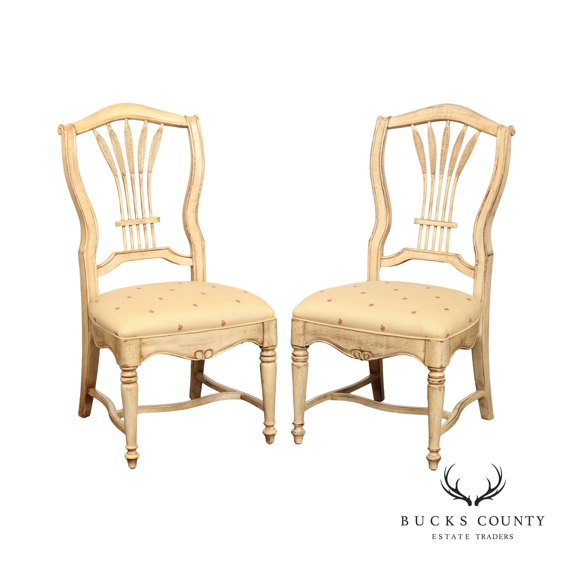 Drexel Heritage French Country  Style Wheat Back Pair Of Side Chairs