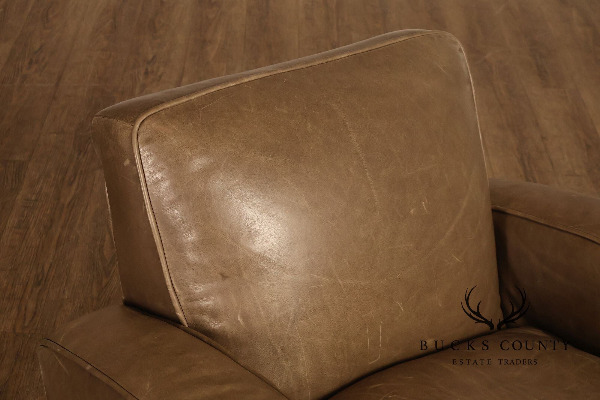 Restoration Hardware Pair Of Leather Swivel Club Chairs