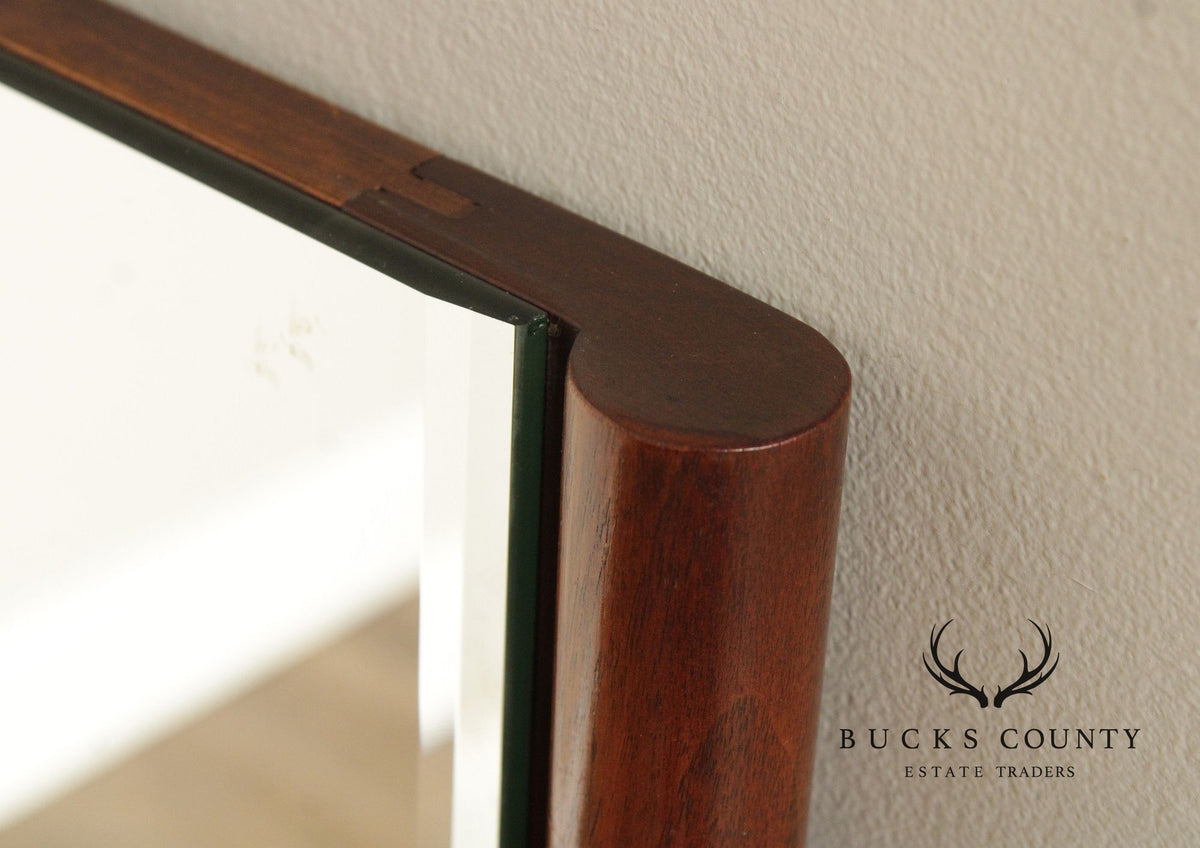 Mid Century Modern Walnut Framed Rectangular Wall Mirror