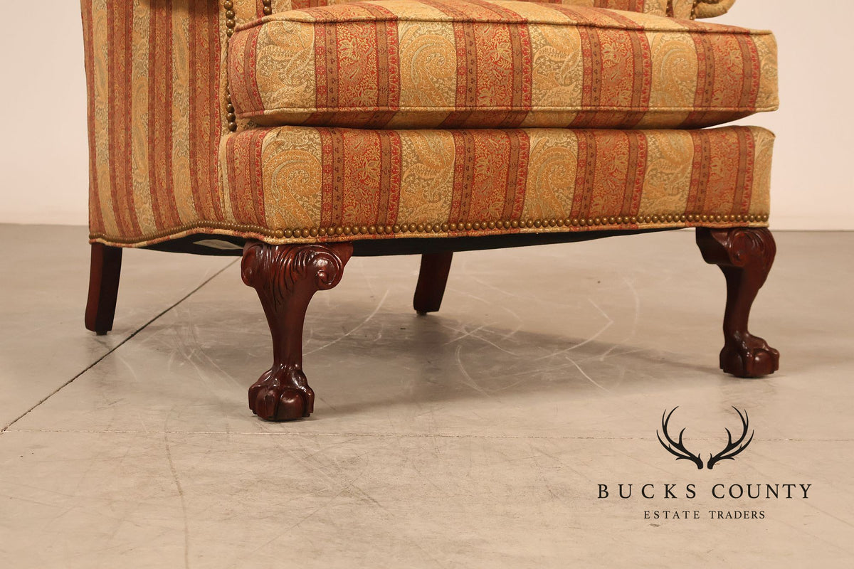 Hickory Chair Chippendale Style Custom Upholstered Wing backArmchair