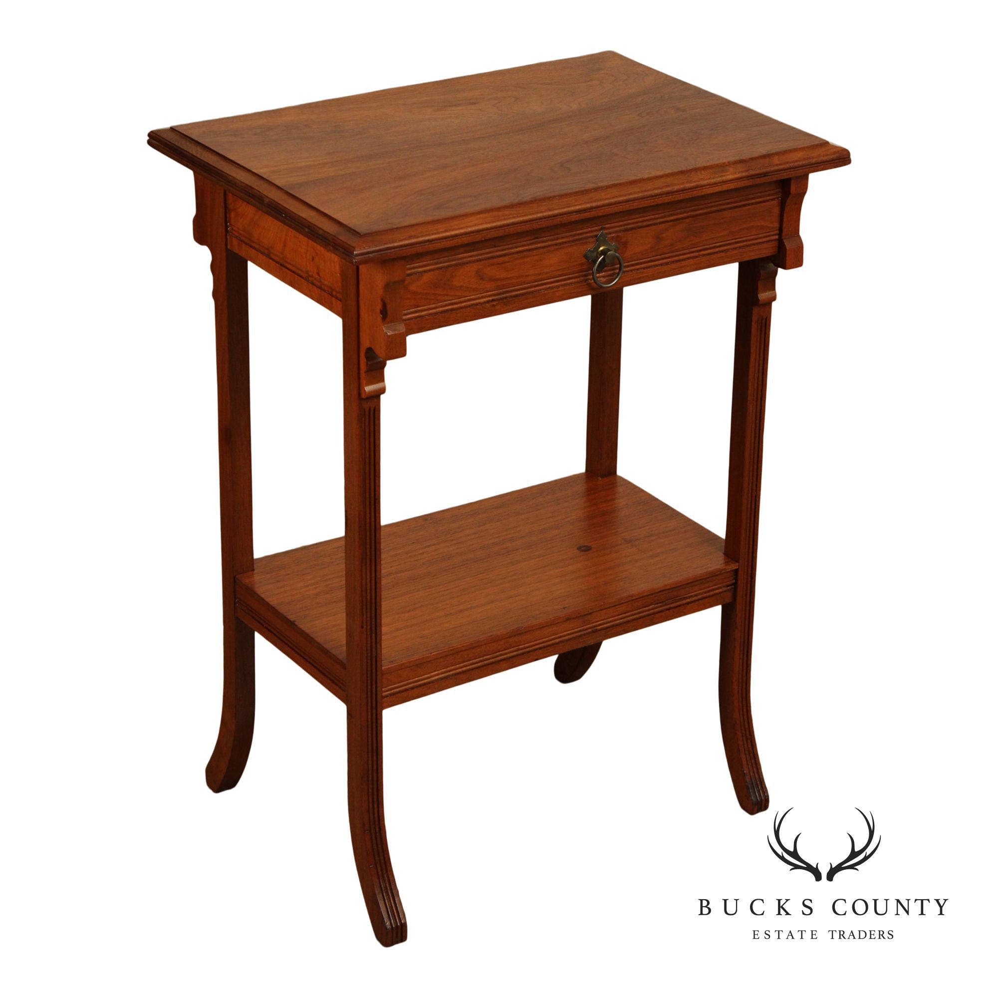 Antique Victorian Walnut Two-Tier End Table